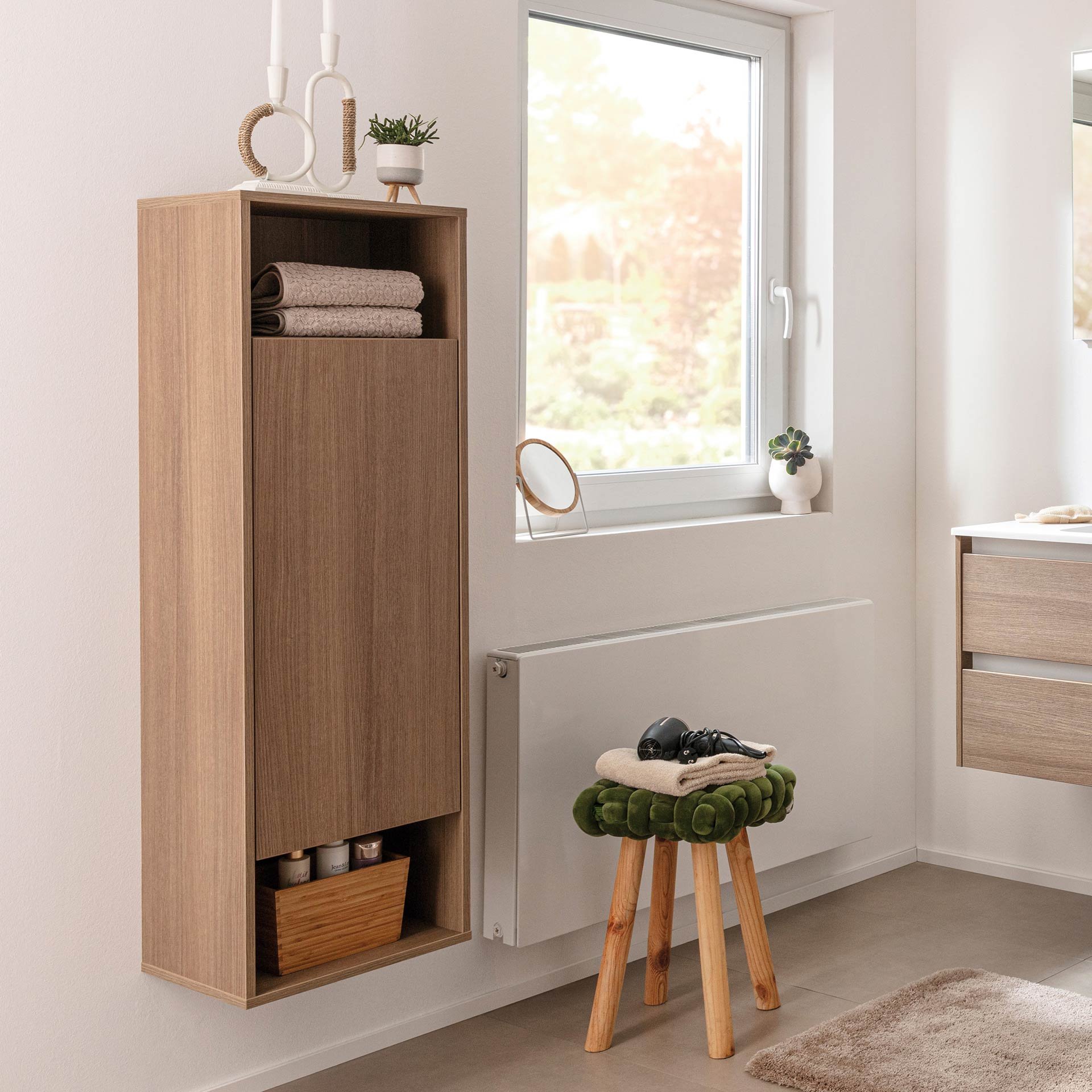 FACKELMANN VITA Midischrank 40 cm breit, Braun hell, Türanschlag links, 2 Fächer