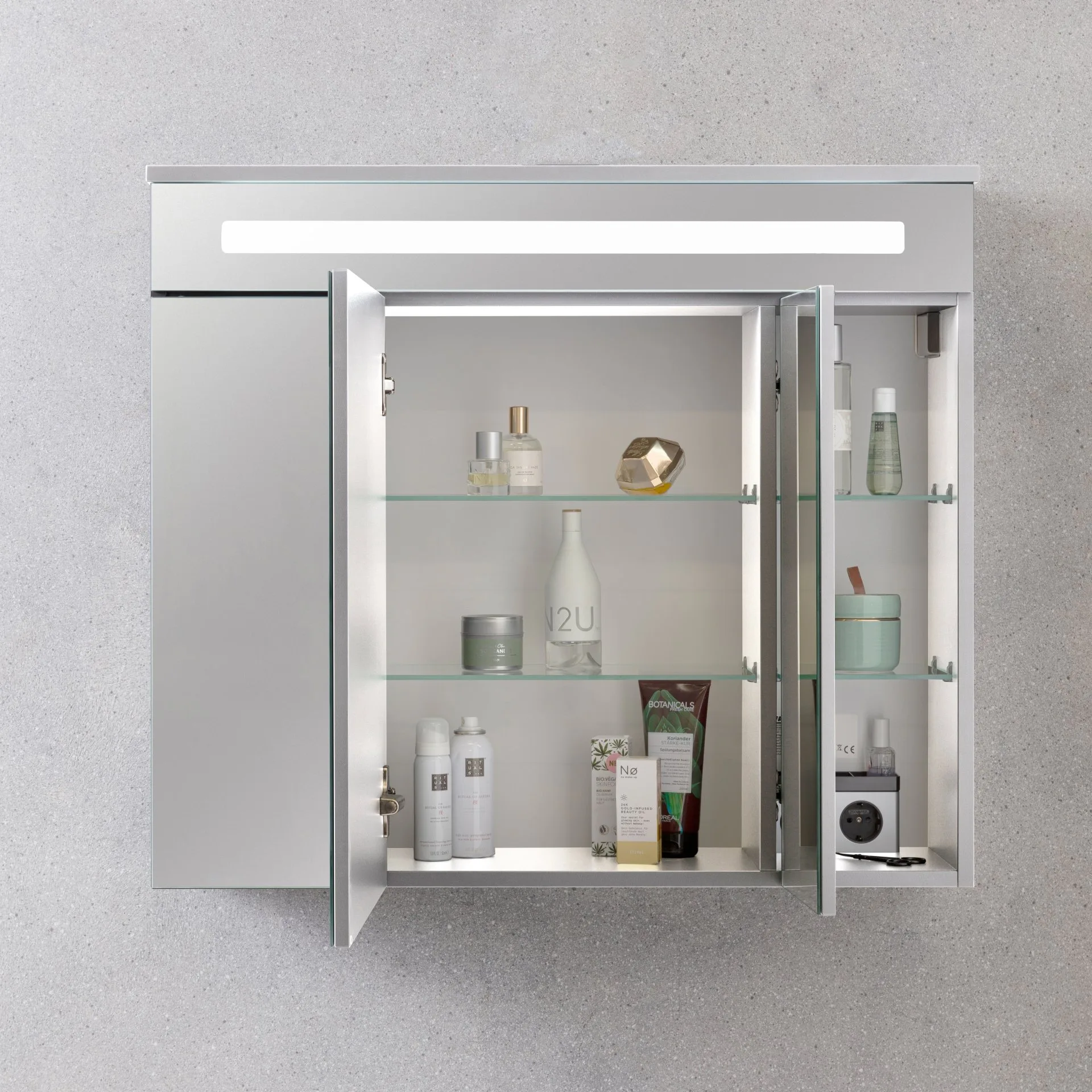 FACKELMANN KARA Waschtisch Set mit Spiegelschrank 80 cm breit, Weiß, Waschbecken Keramik Weiß, 1 Schublade
