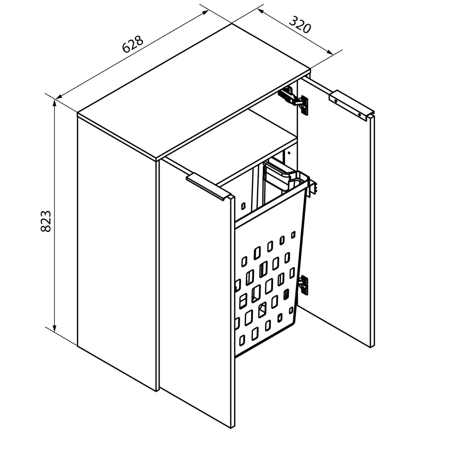 FACKELMANN FLAIR Doppel Midischrank 63 cm breit, Weiß/Anthrazit mit Wäschekorb