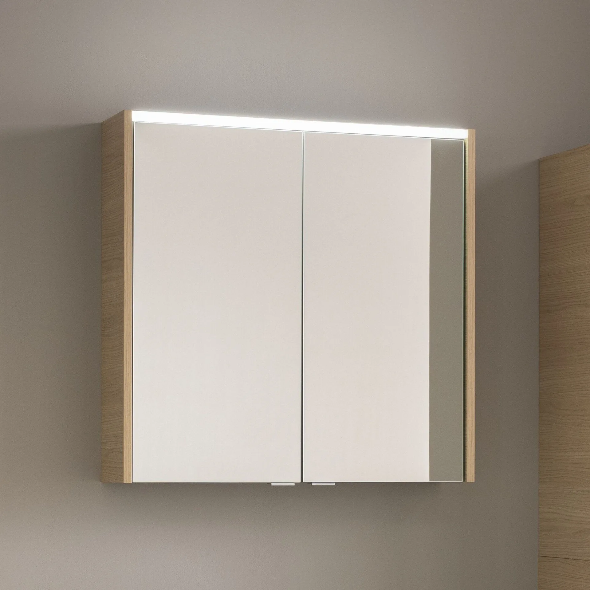 FACKELMANN B.ROUND LED Spiegelschrank 70 cm breit, Braun