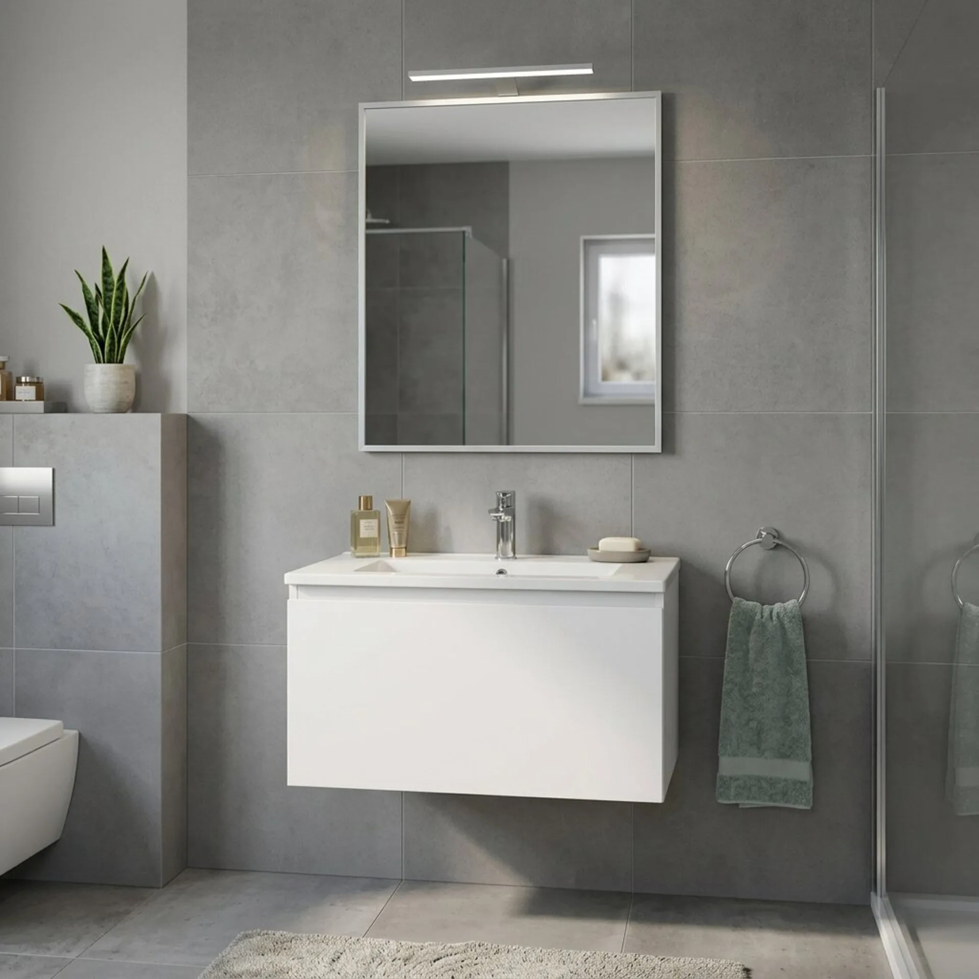 BADEDU OKA Spiegel 60 cm breit mit Aluminiumrahmen