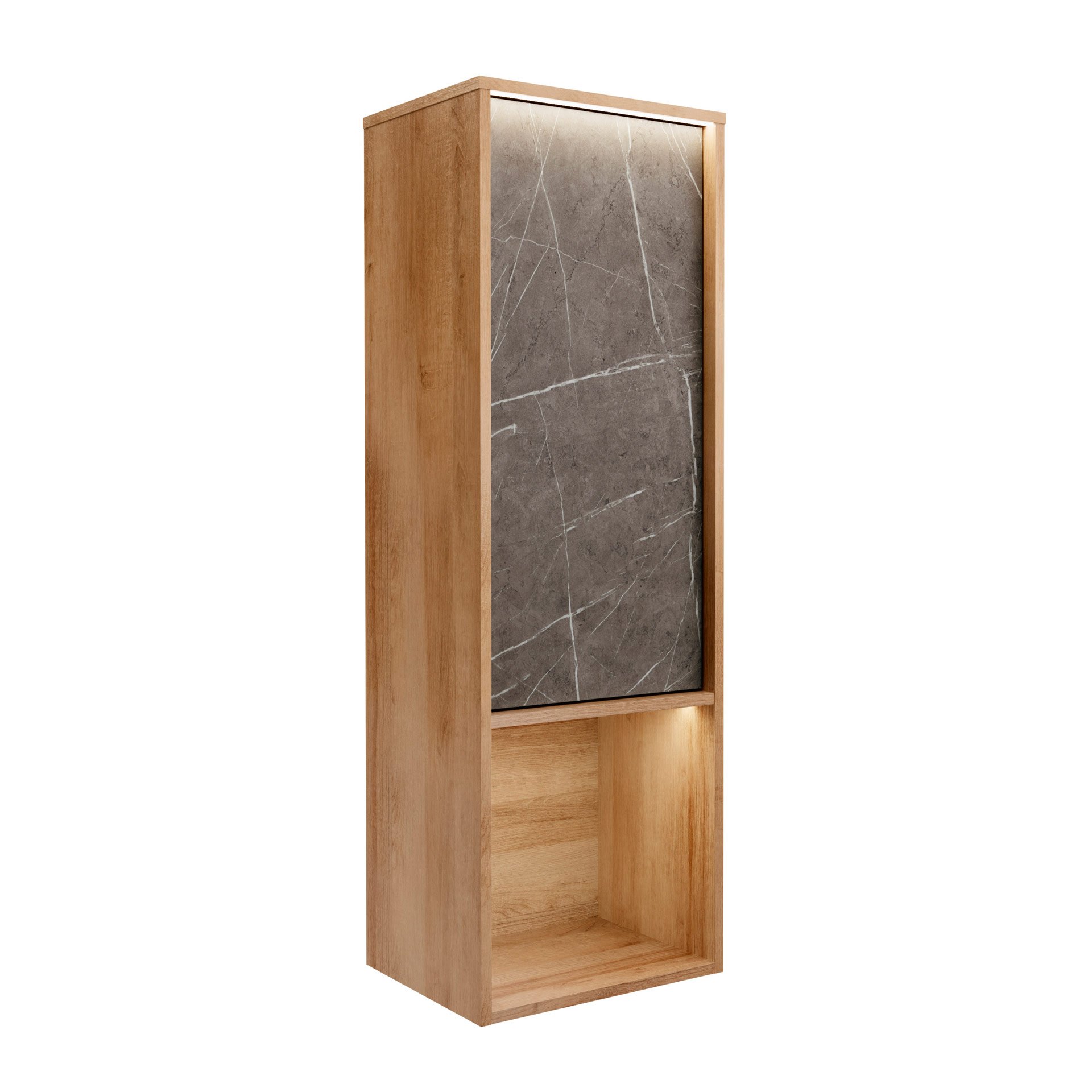 LANZET DUNE Midischrank 40,3 cm breit, Marmor Grau/Braun hell, inkl. LED Beleuchtung