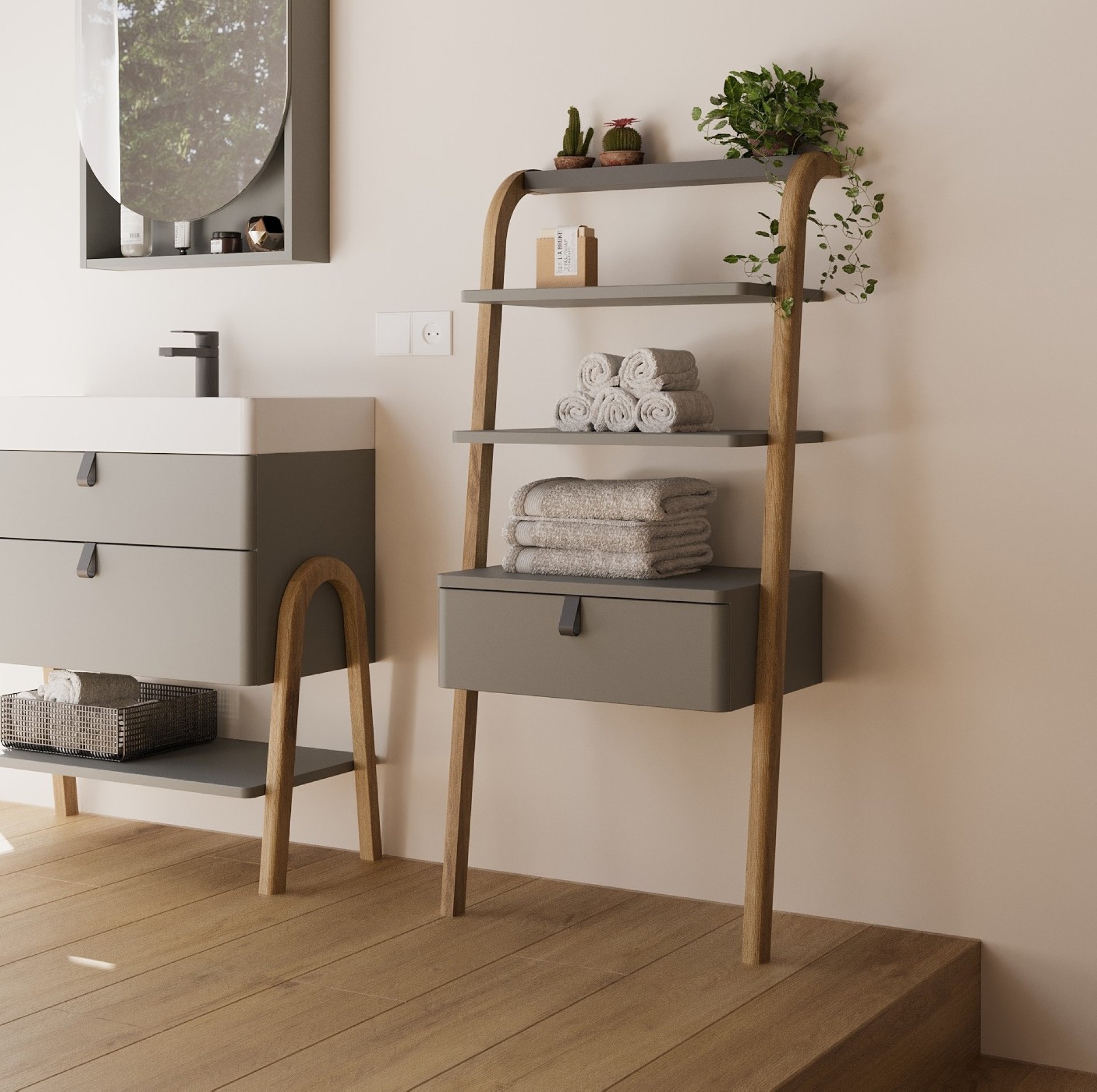 BADEDU PINA Badregal 56 cm breit, Grün