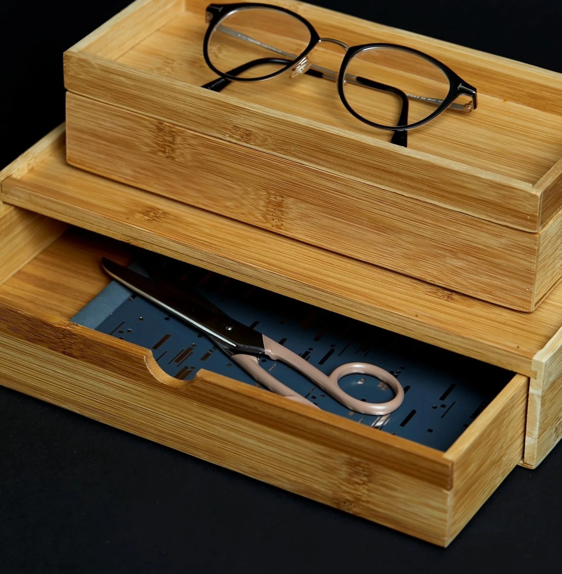 WENKO TERRA Aufbewahrungsbox, Braun, mit Schublade, aus Bambus