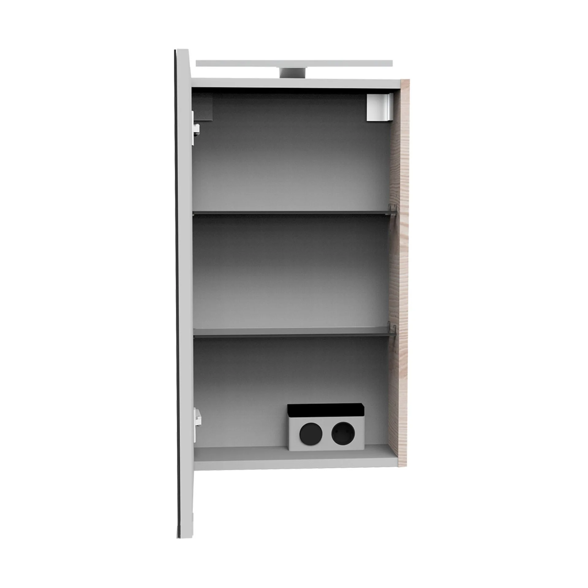 FACKELMANN SBC B.CLEVER Gäste WC Spiegelschrank 40 cm breit, Braun hell, Türanschlag links