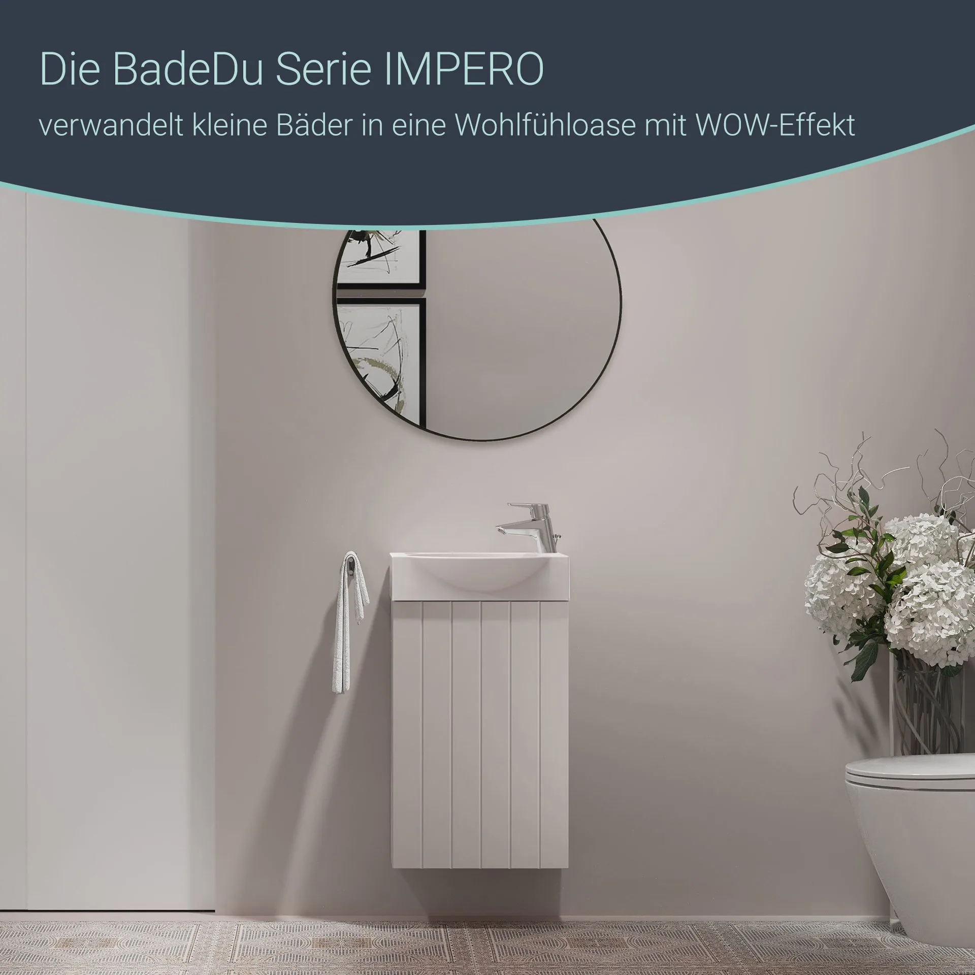 BADEDU IMPERO Spiegel Ø 80 cm, Schwarz, rund
