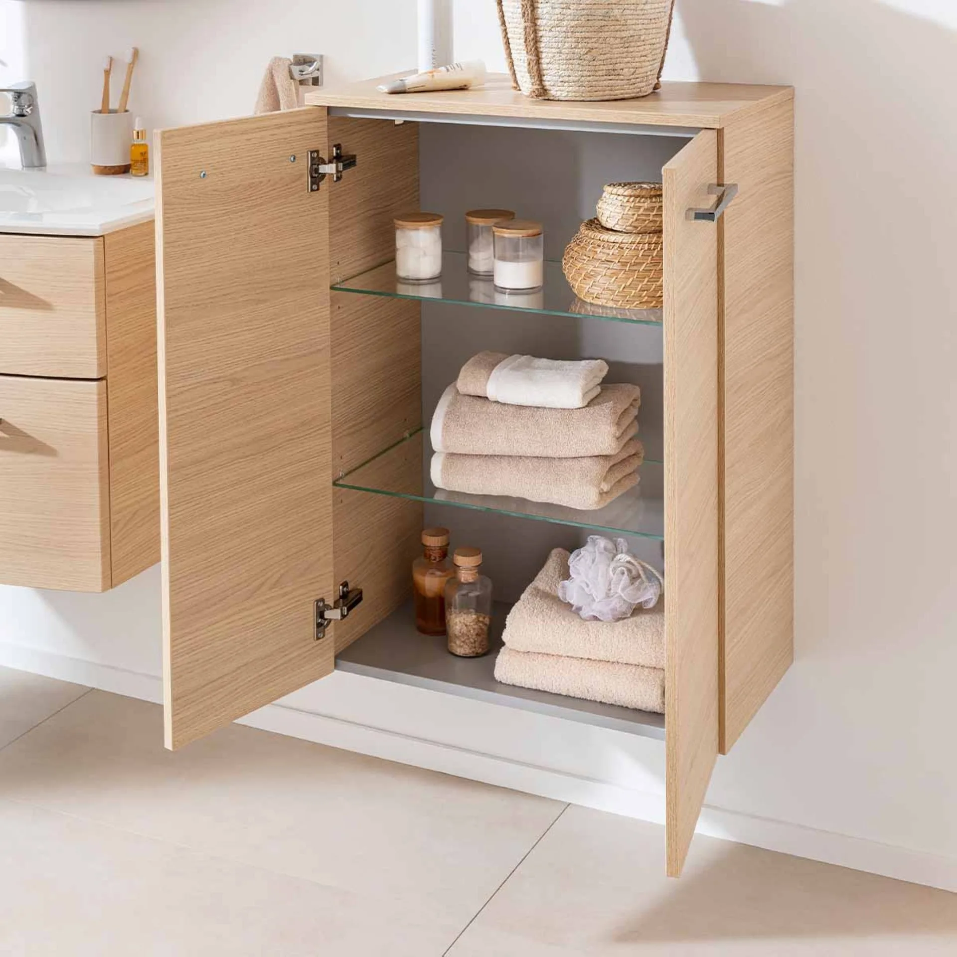 FACKELMANN B.STYLE Doppel Midischrank 60 cm breit, Braun