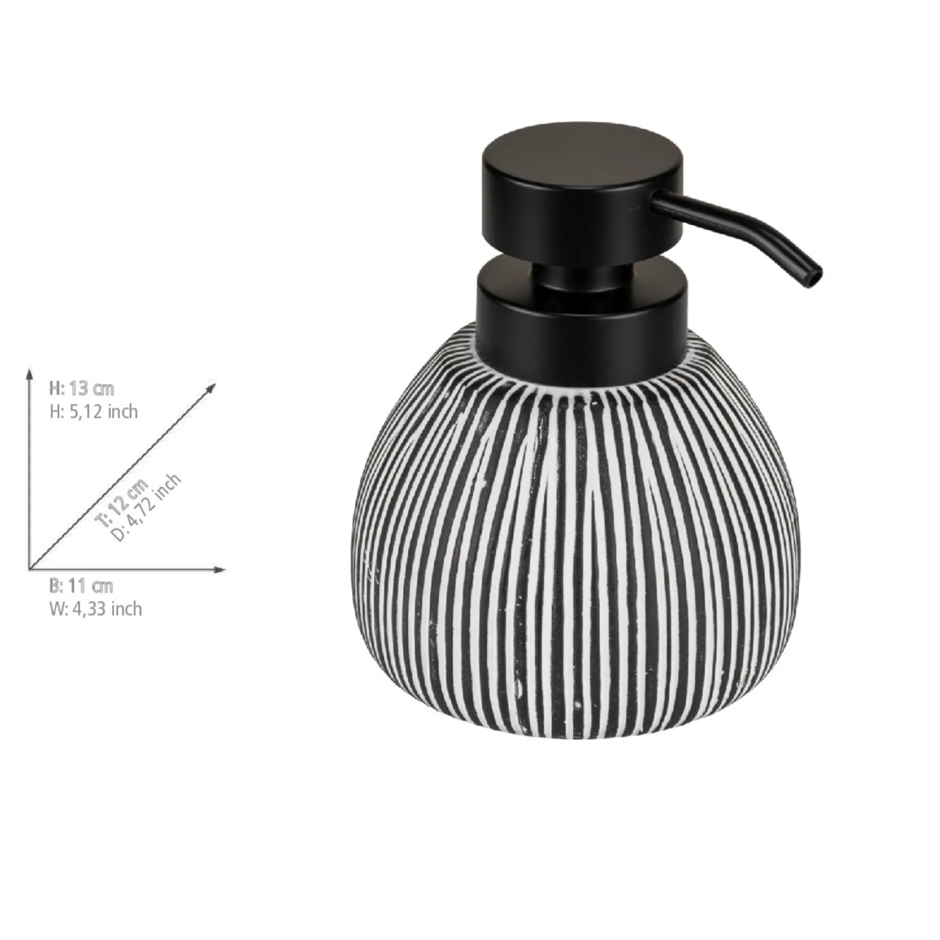WENKO PASCOLI Accessoire Set, Weiß/Schwarz, Zahnputzbecher, Seifenspender, Keramik
