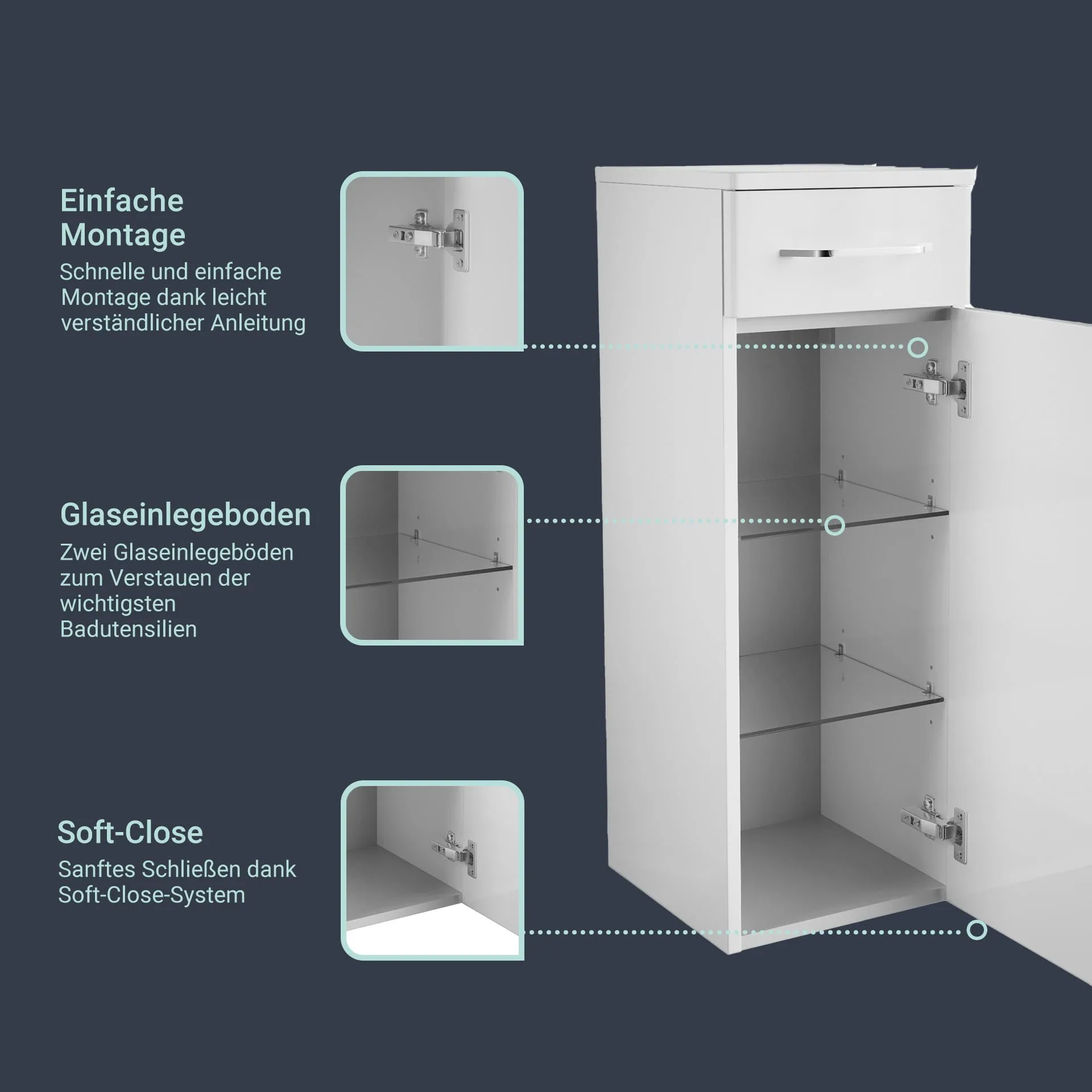 FACKELMANN MILANO Midischrank 30 cm breit, Weiß