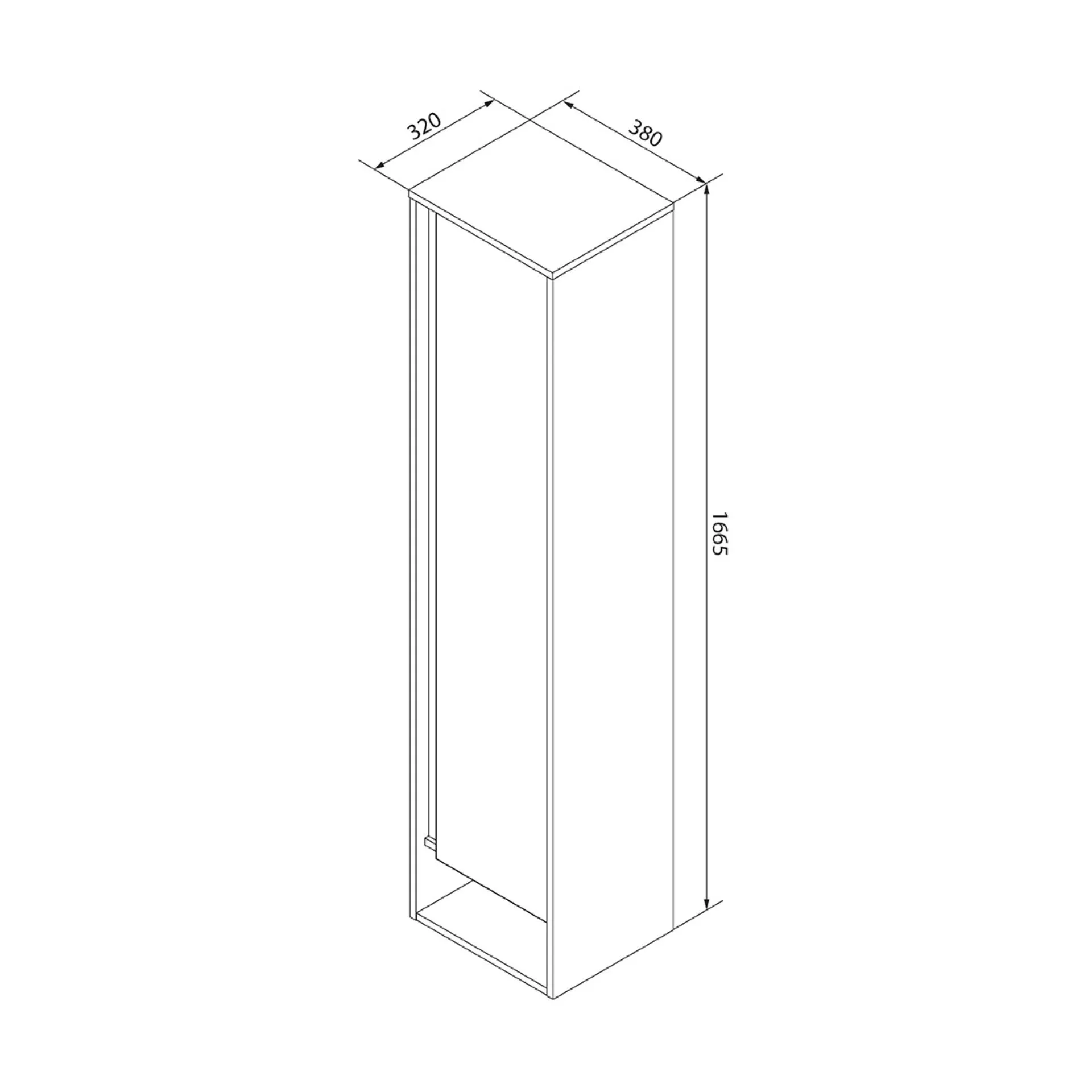 FACKELMANN NATURA Hochschrank 38 cm breit, Braun hell, Türanschlag rechts