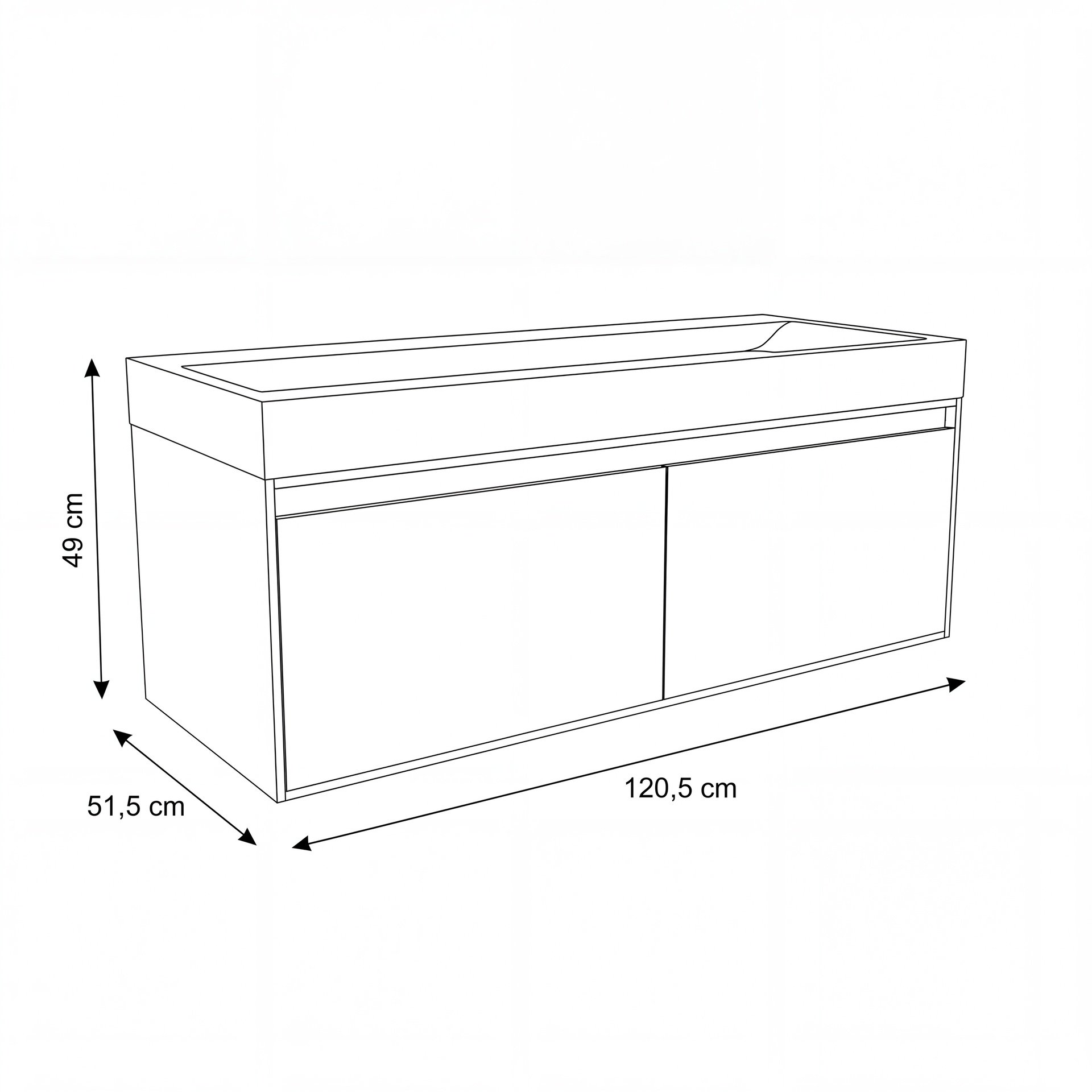 FORZALAQUA IBIZA BELLEZZA Waschbecken mit Unterschrank 120 cm breit, Braun hell, Natursteinwaschbecken Travertin matt mit Hahnloch, 2 Schubladen
