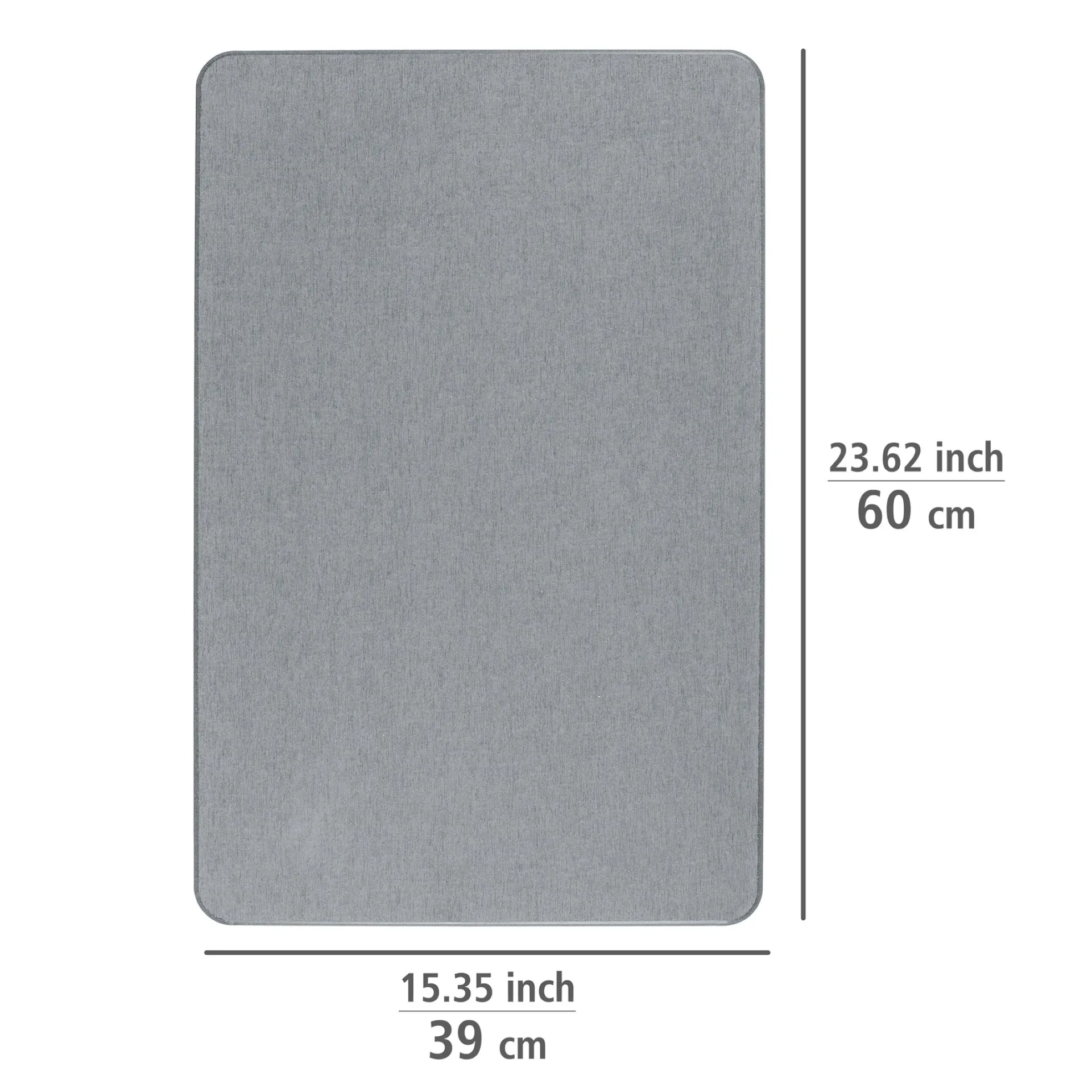 WENKO SIMI Badematte 60 x 39 cm, Grau, aus natürlichem Diatomit