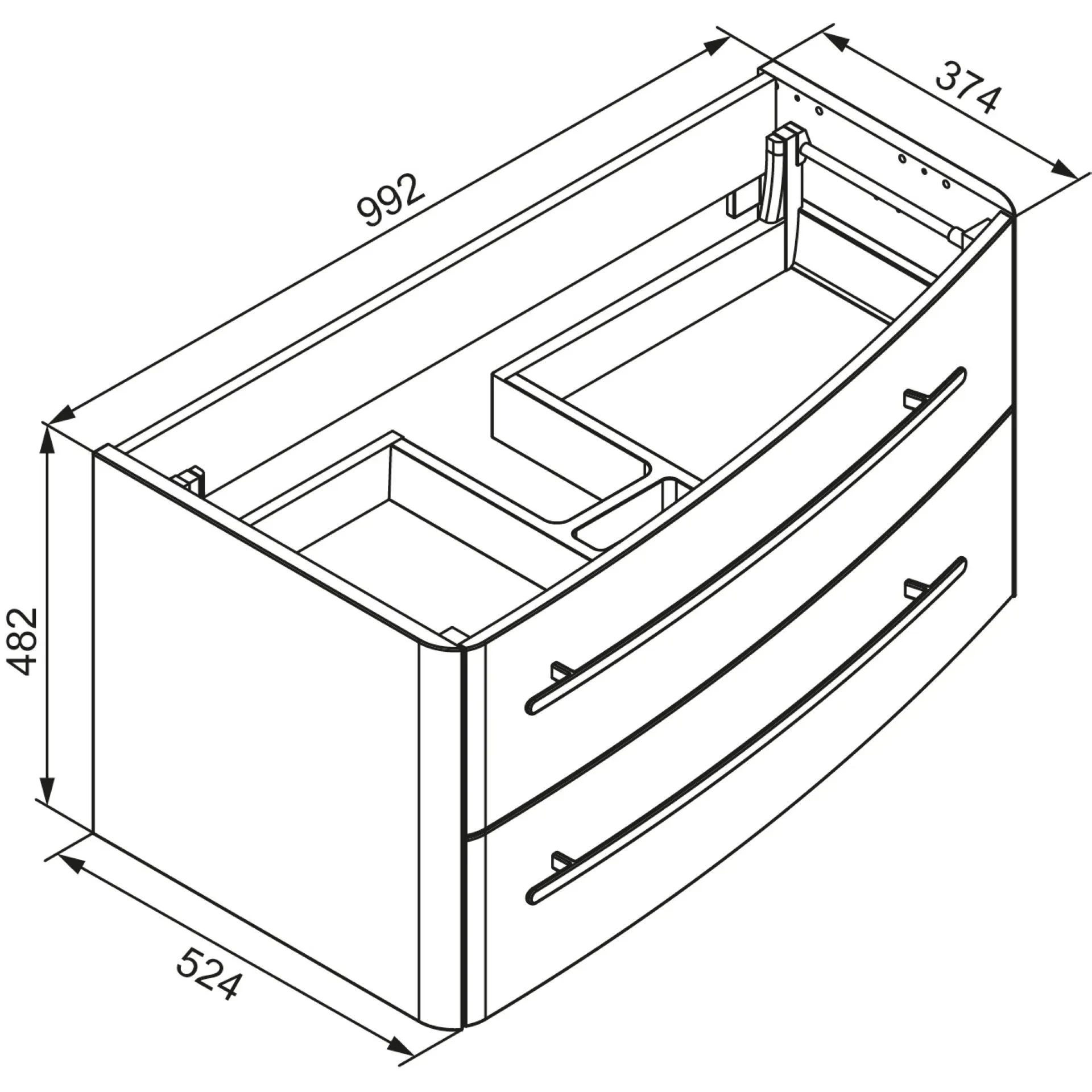 LANZET CLASSICO Waschbecken mit Unterschrank 100 cm breit, Weiß, Waschbecken Gussmarmor Grau