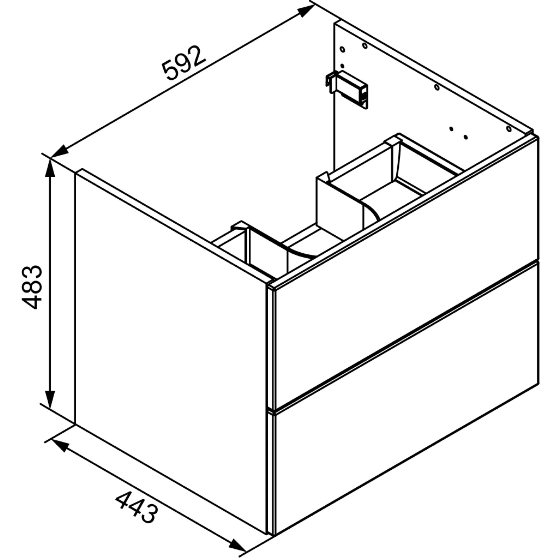 LANZET K1 Waschbeckenunterschrank 59 cm, Anthrazit Holzoptik