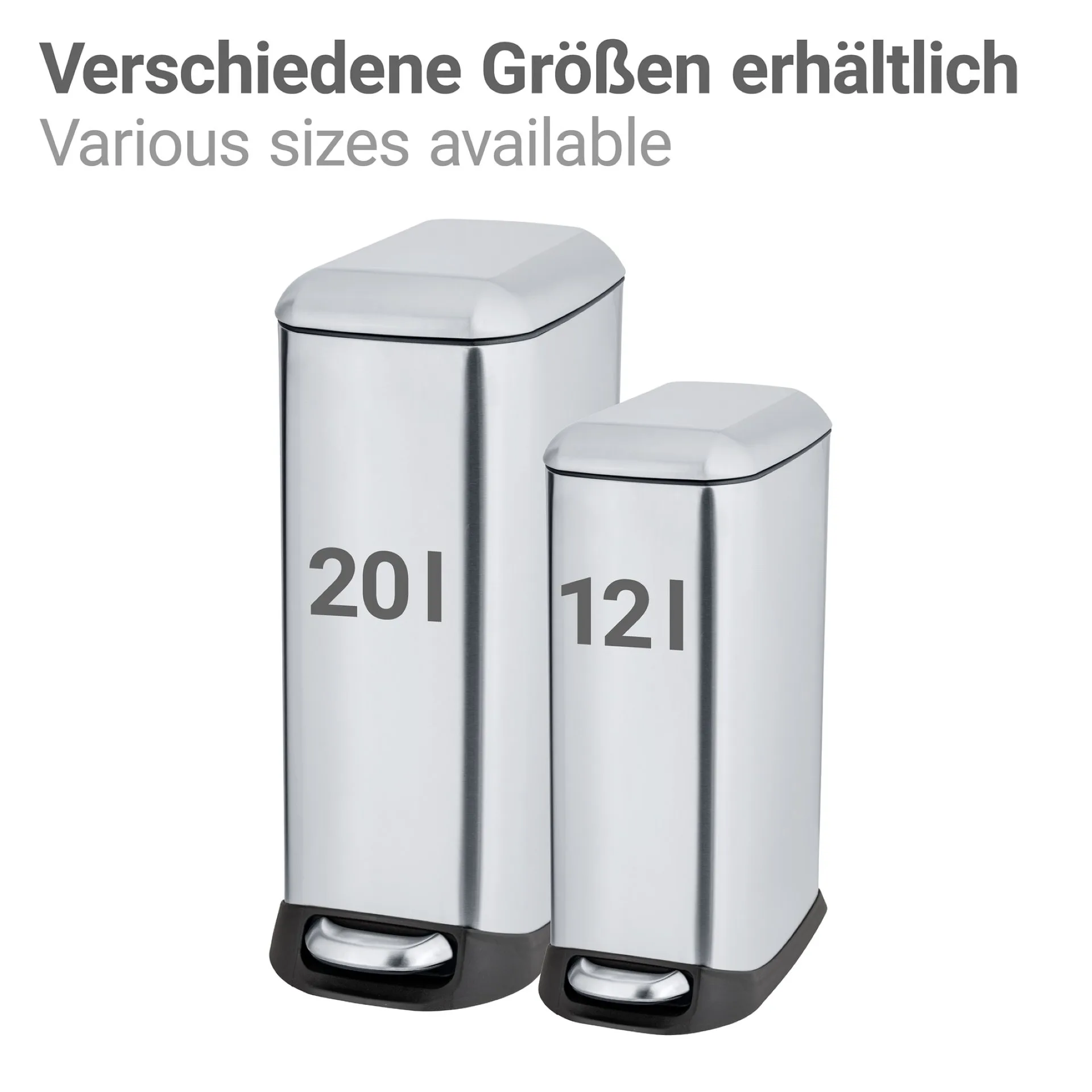 WENKO DESIGN Mülleimer 12 Liter, Silber, mit Absenkautomatik