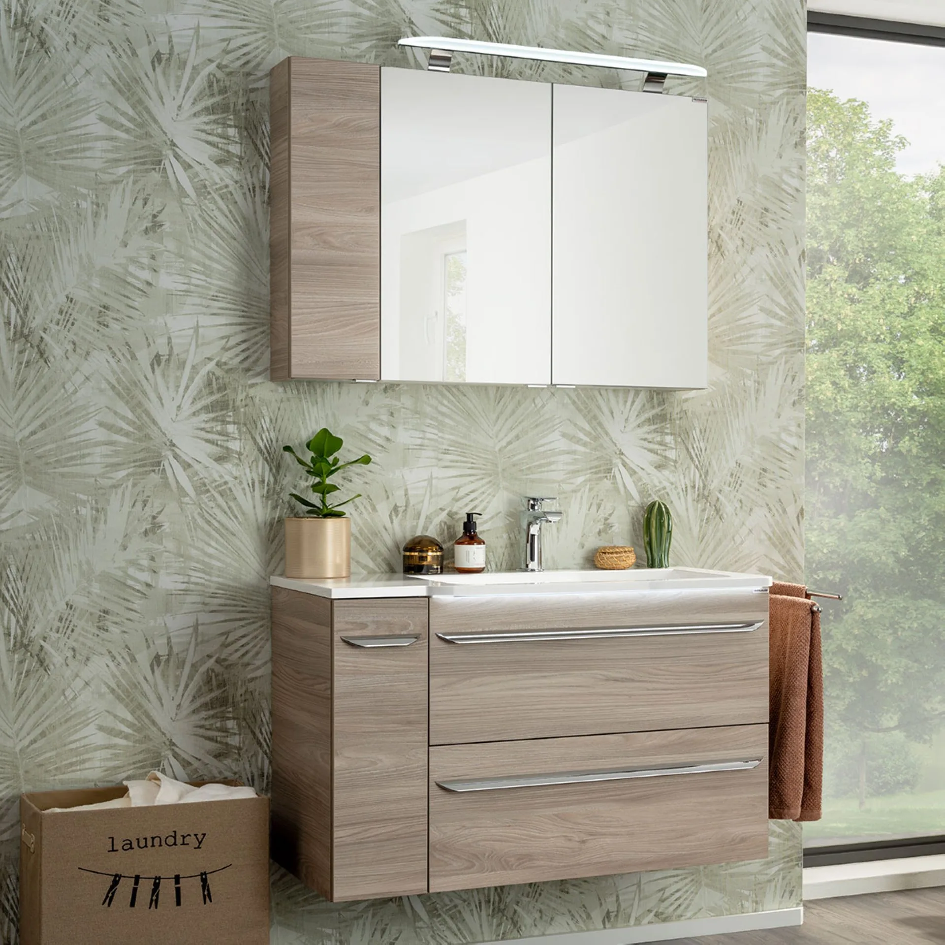 FACKELMANN LUXOR Waschbeckenunterschrank 80 cm breit, Braun hell
