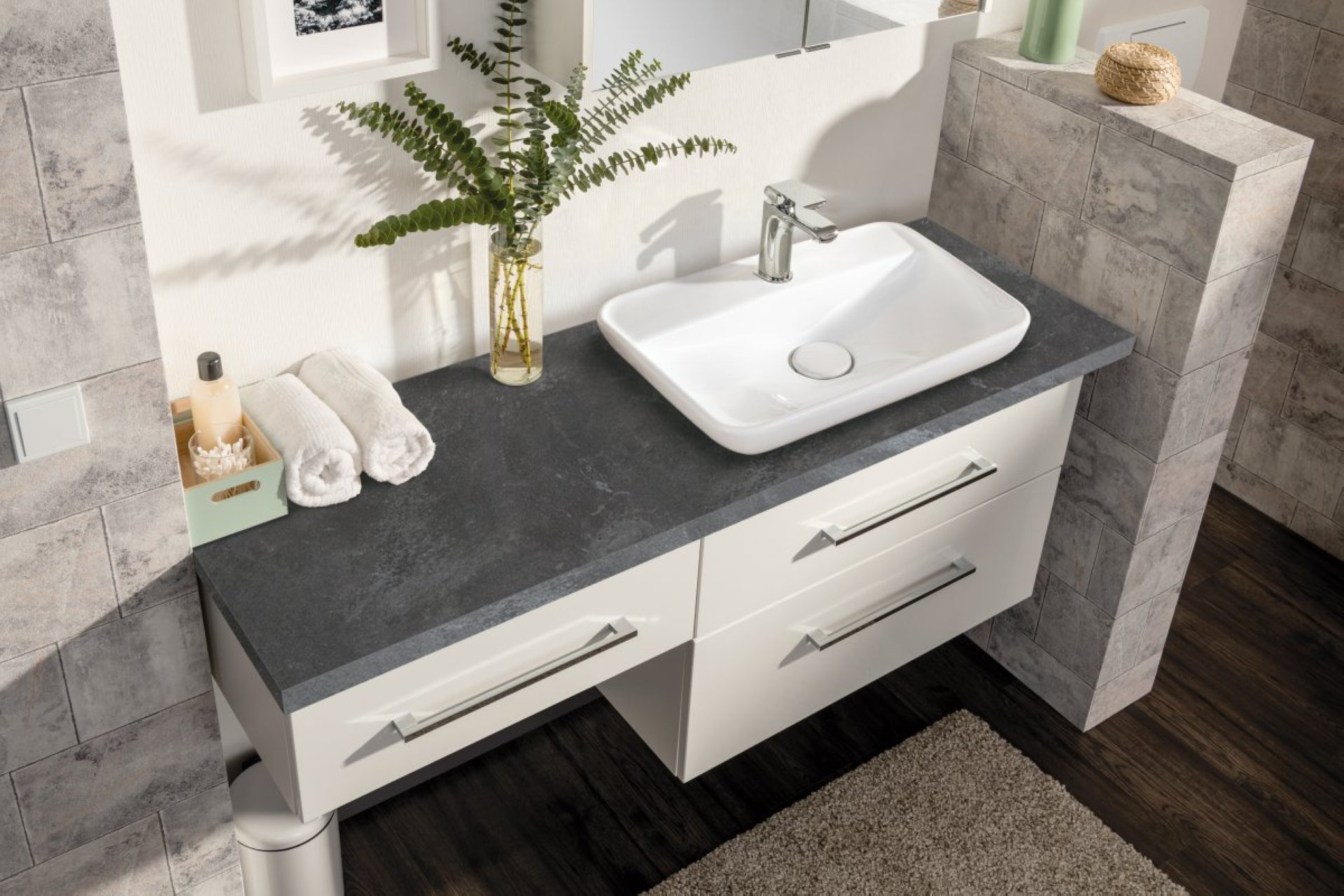 Fackelmann HYPE 3.0 Waschbeckenunterschrank 80 cm, Weiß, 2 Schubladen