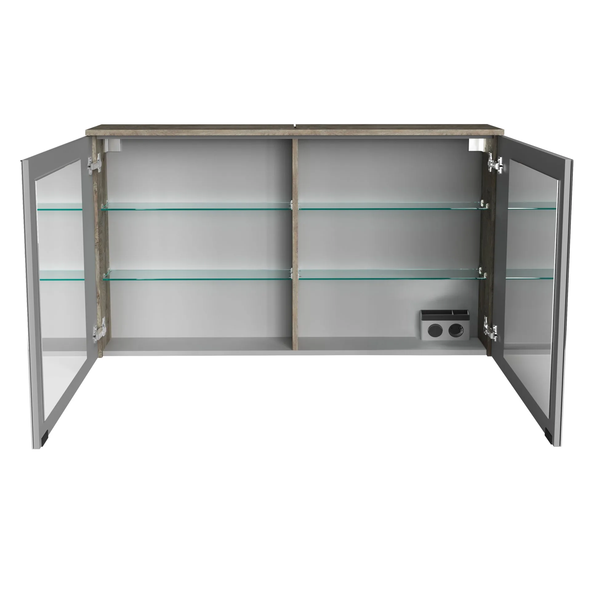 Fackelmann OXFORD LED Spiegelschrank 120 cm breit, Braun hell