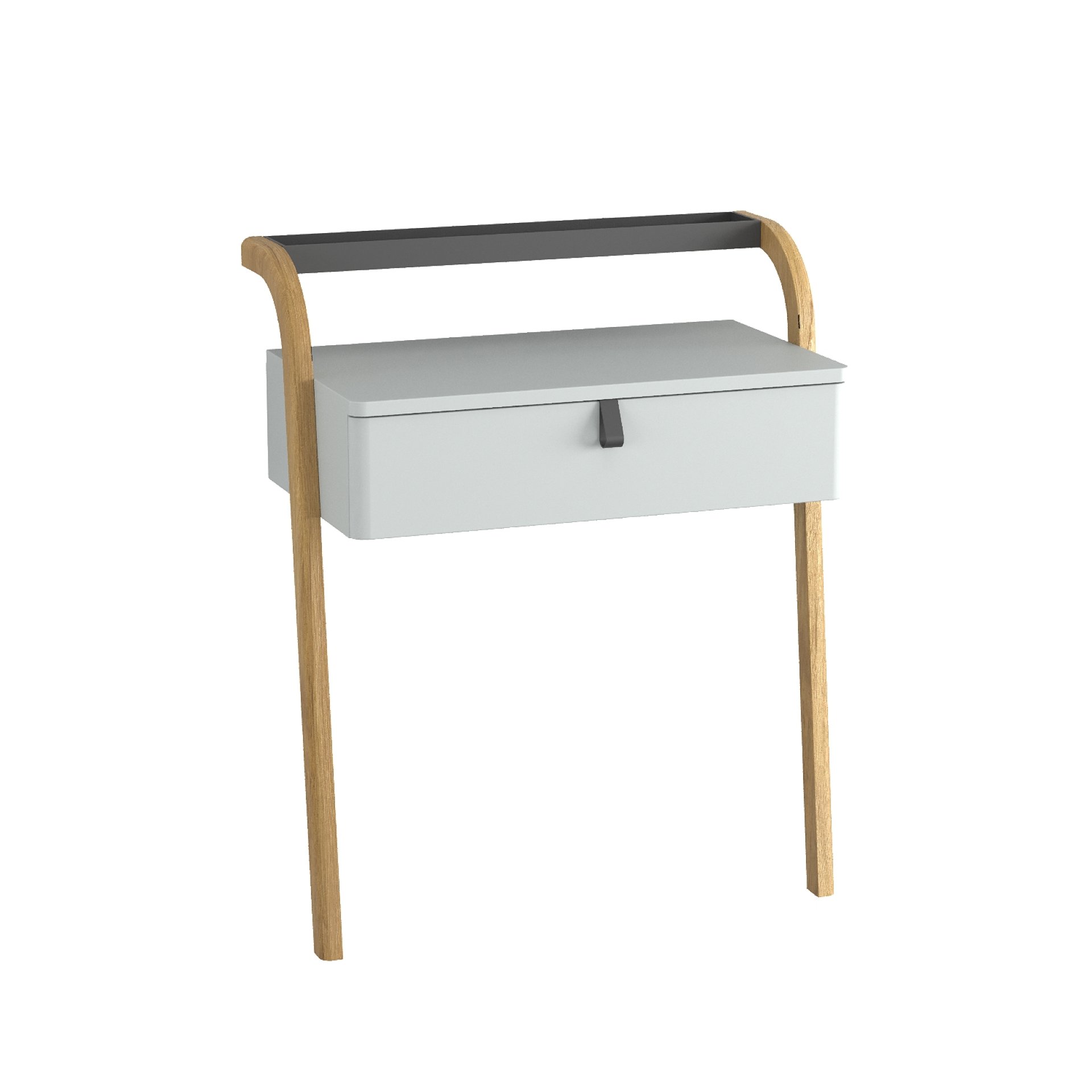 BADEDU PINA Schminktisch 76 cm breit, Grau, mit Schublade