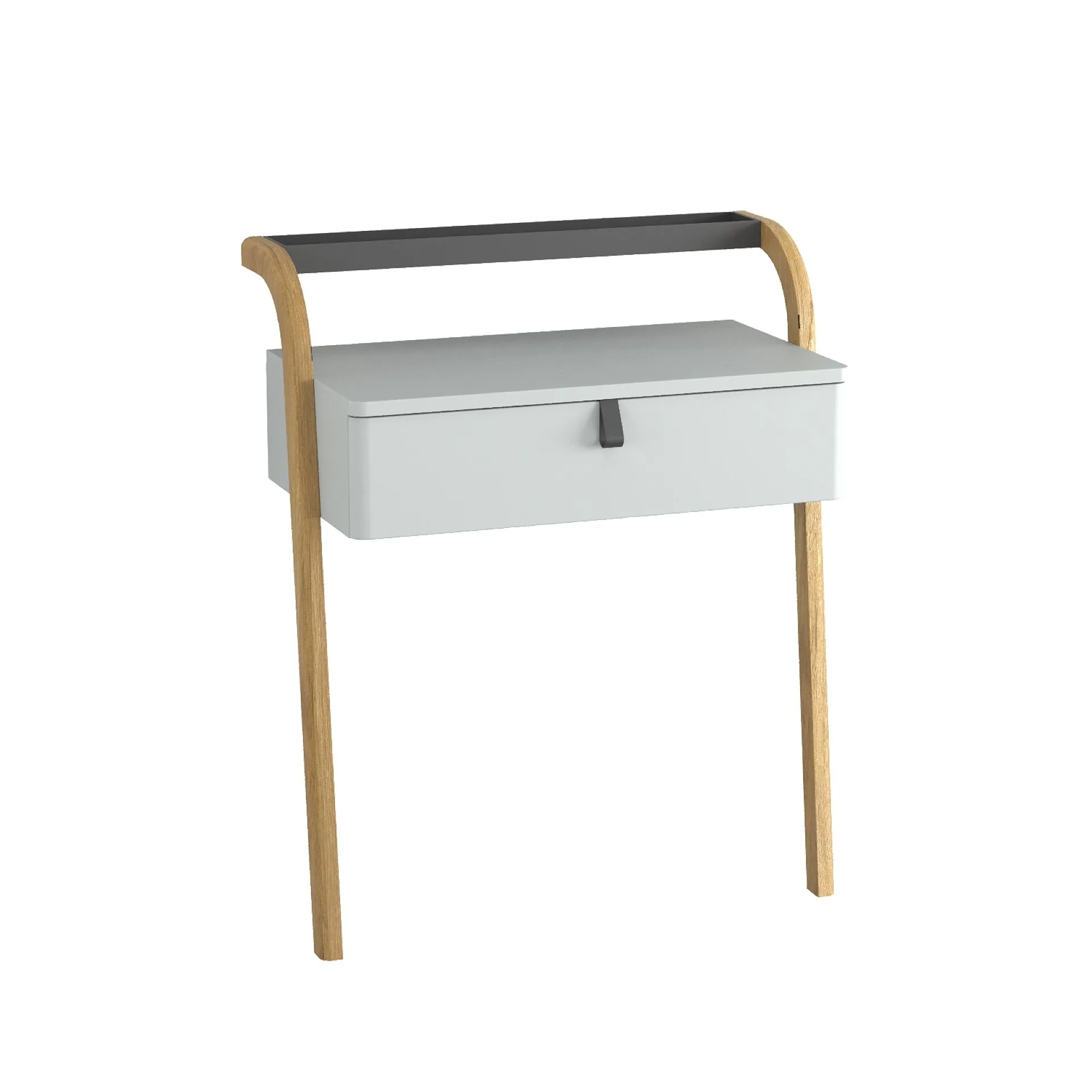 BADEDU PINA Schminktisch 76 cm breit, Grau, mit Schublade