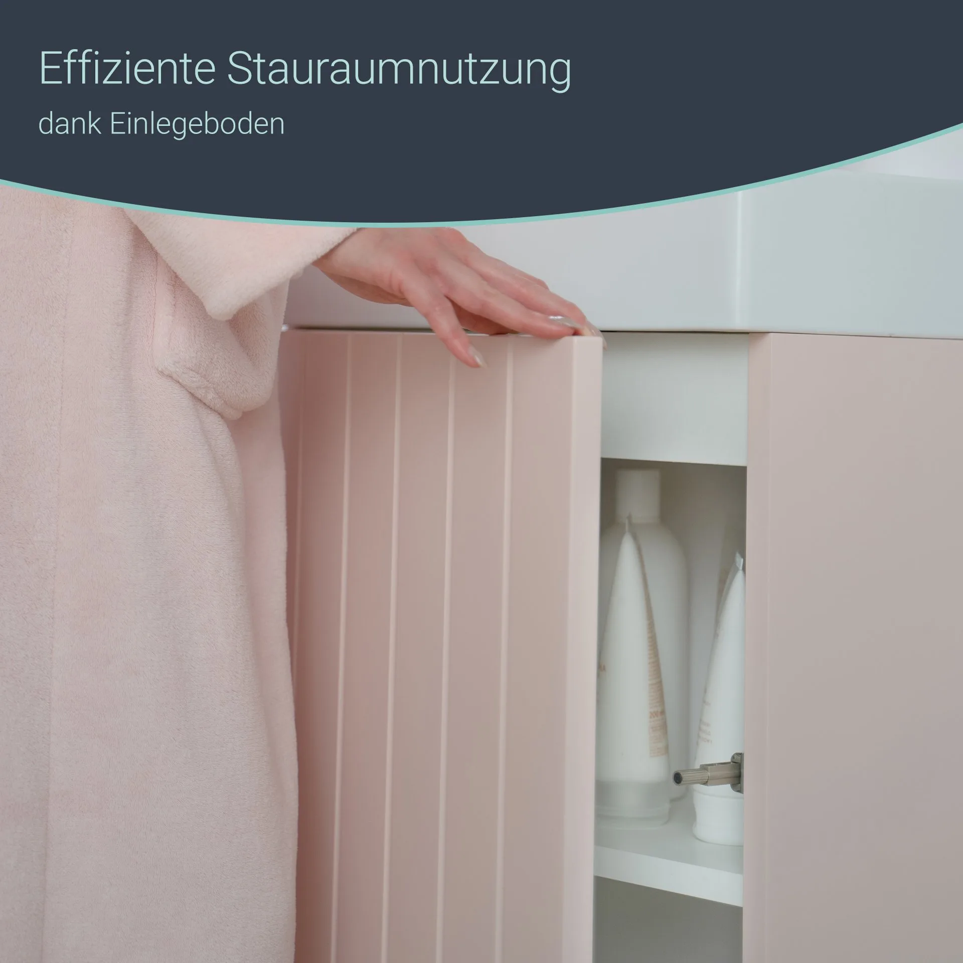 BADEDU IMPERO Gäste WC Waschtisch Set  40 cm breit, Rosa, Waschbecken Keramik Weiß