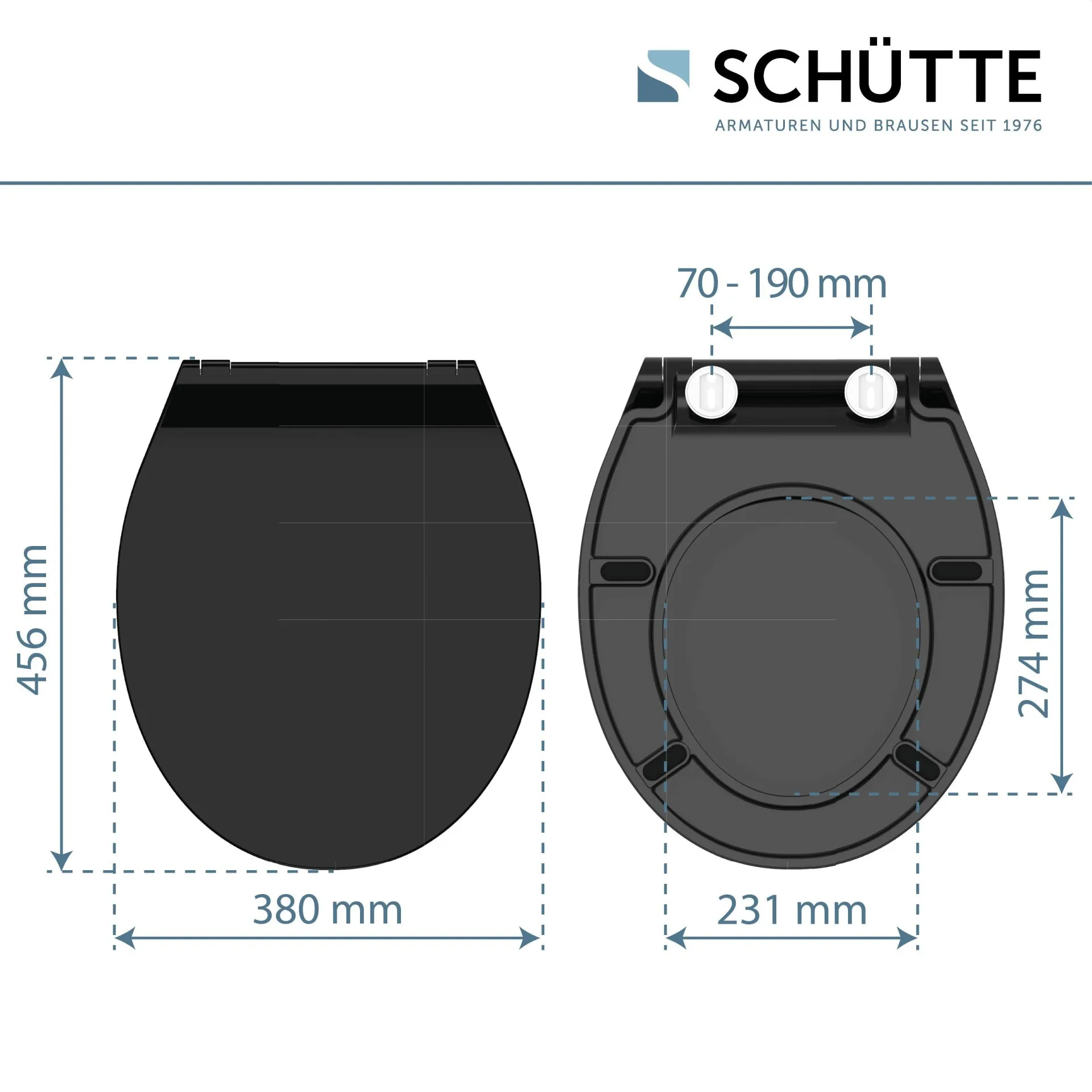 SCHÜTTE SLIM BLACK WC-Sitz, Kunststoff, mit Absenkautomatik und Schnellverschluss