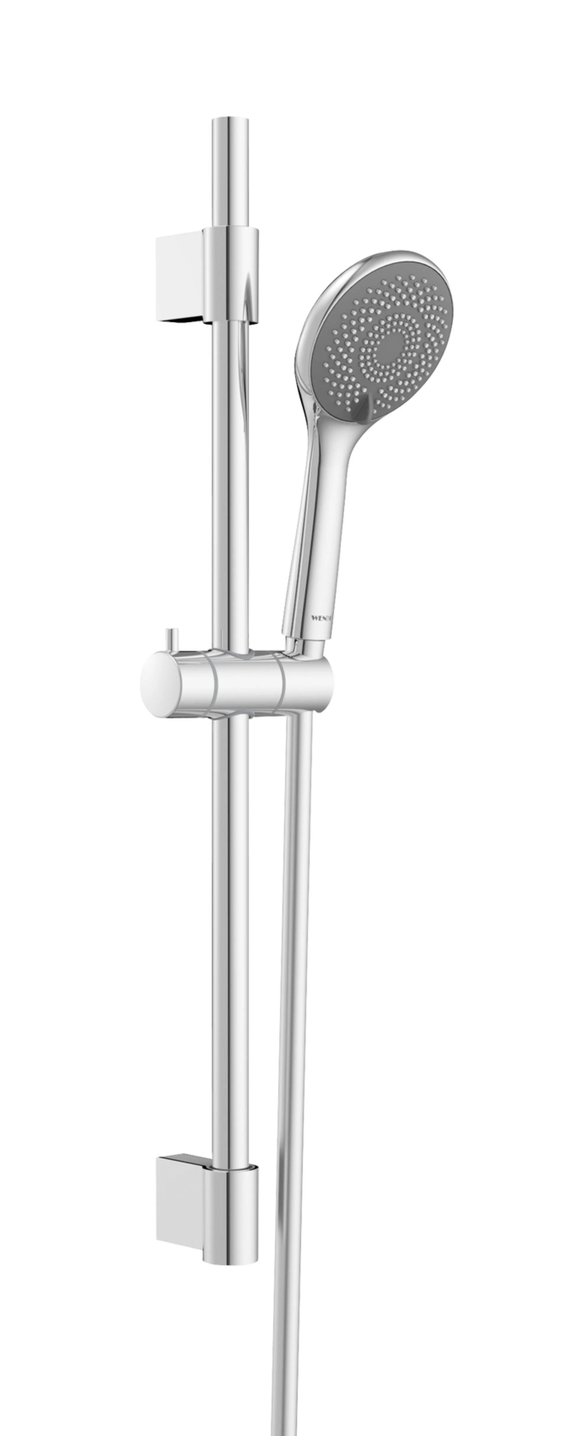 WENKO Stangenbrause Set 70 cm, Chrom, mit Wassersparsystem, 3 verschiedene Wasserstrahlarten, Edelstahl