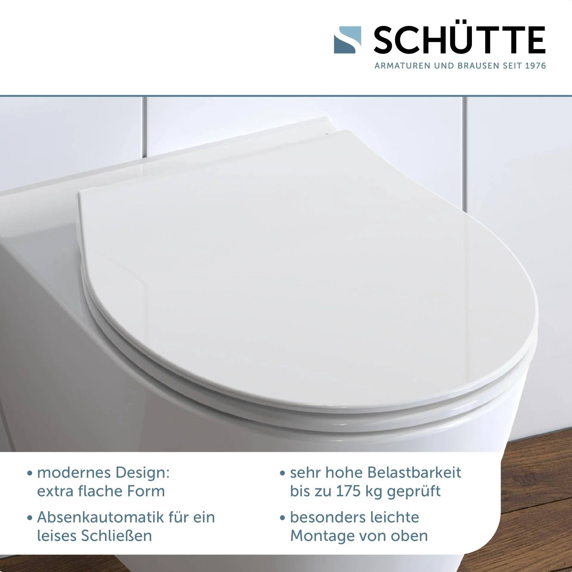 SCHÜTTE SLIM WHITE WC-Sitz, Kunststoff, mit Absenkautomatik und Schnellverschluss