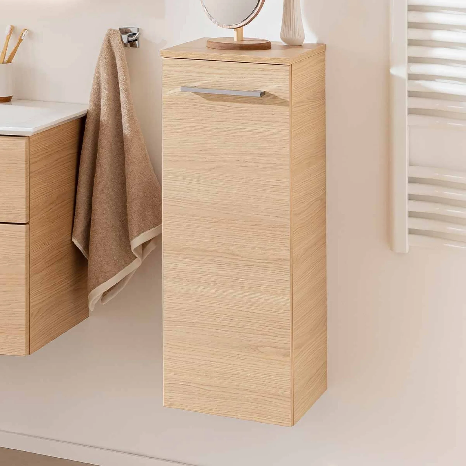FACKELMANN B.STYLE Midischrank 30 cm breit, Braun, Türanschlag links