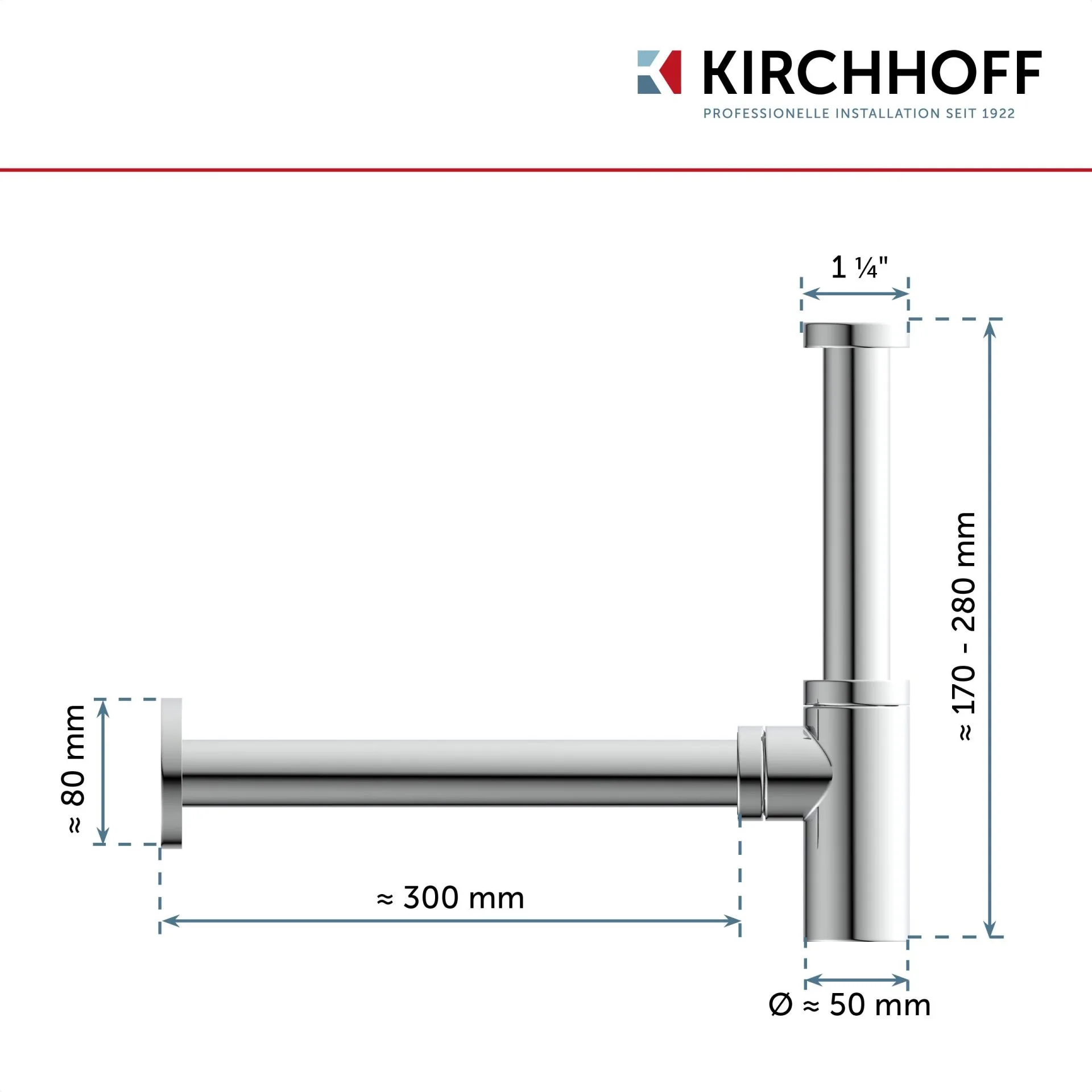 KIRCHHOFF Siphon, Chrom, 1 1/4 " x 32 mm