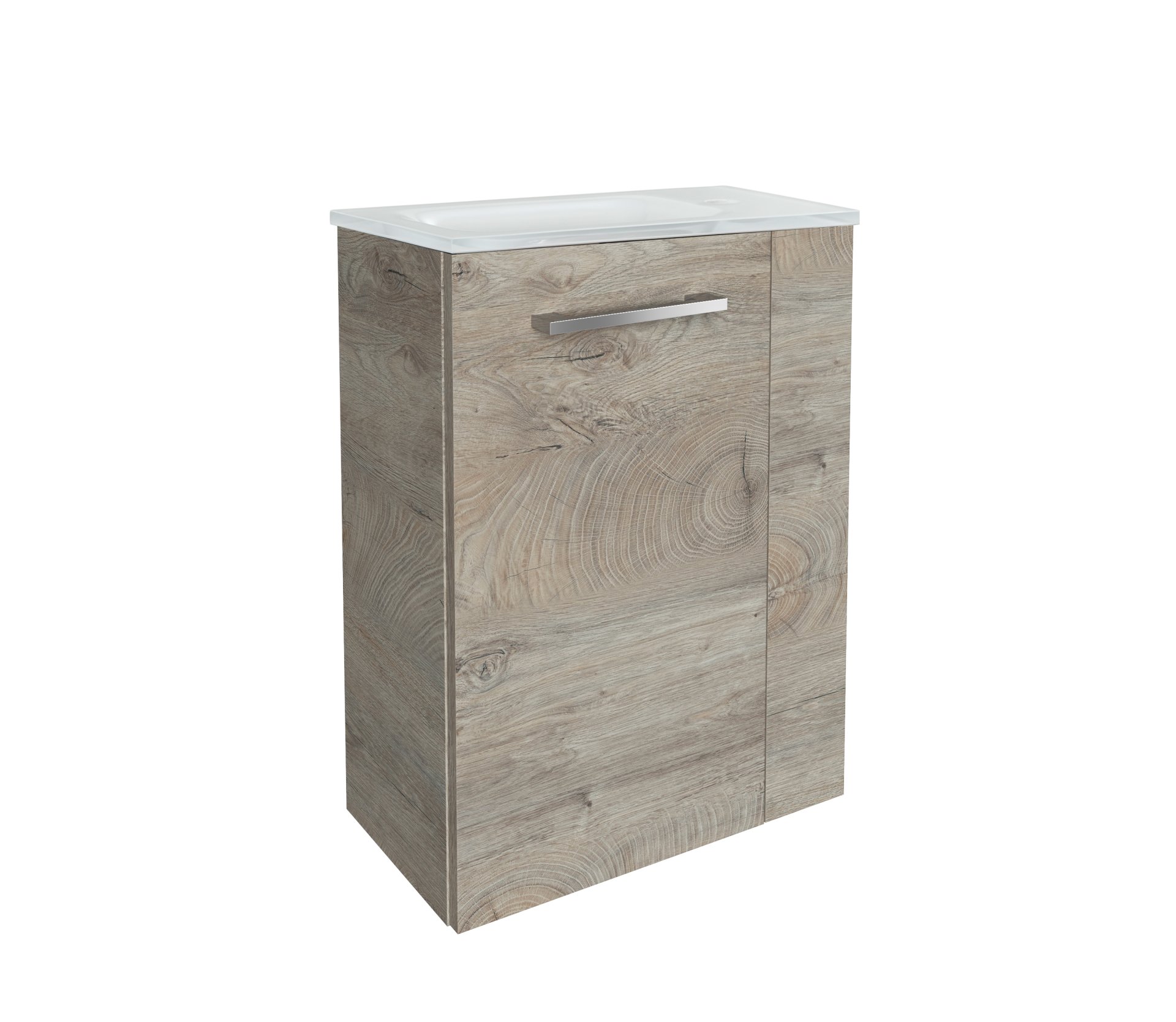 Fackelmann SBC STANFORD Gäste WC Set 2-teilig 45 cm, Braun hell, links, Glas Weiß