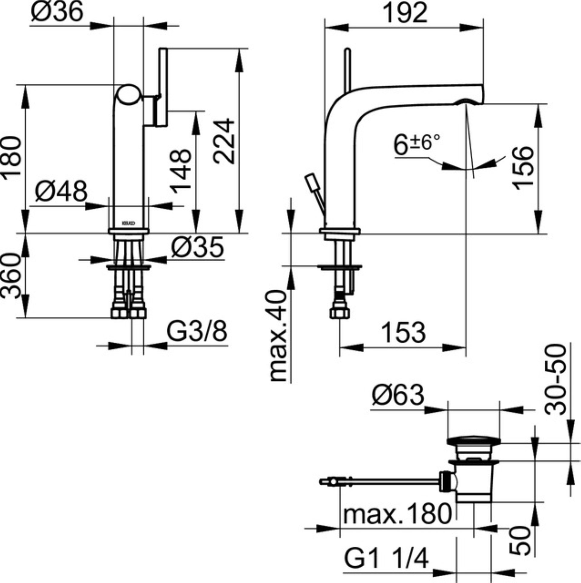Keuco EDITION 400 Waschtischarmatur mit Ablaufgarnitur, verchromt