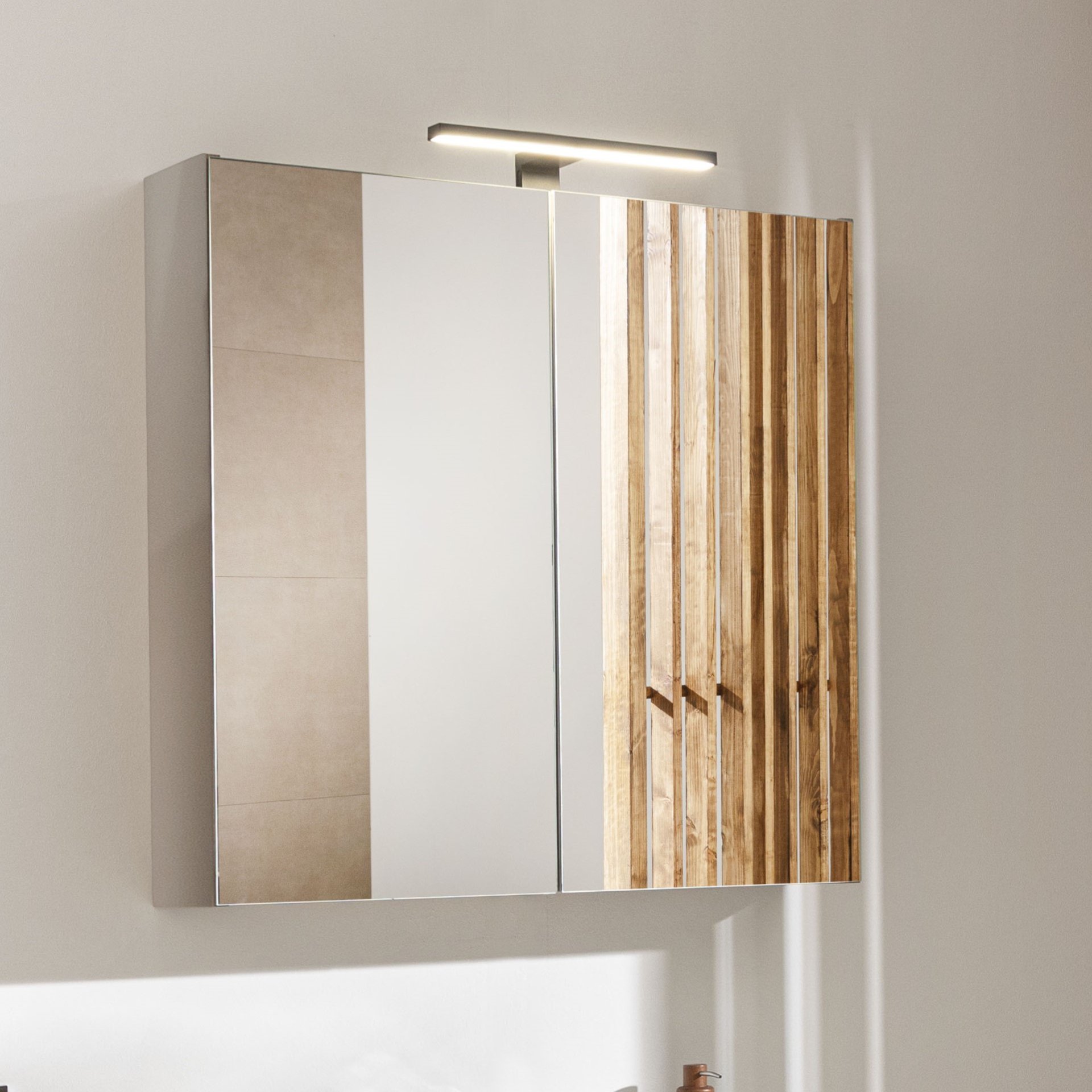 FACKELMANN COMPACT LINE Spiegelschrank 70 cm breit, Grau