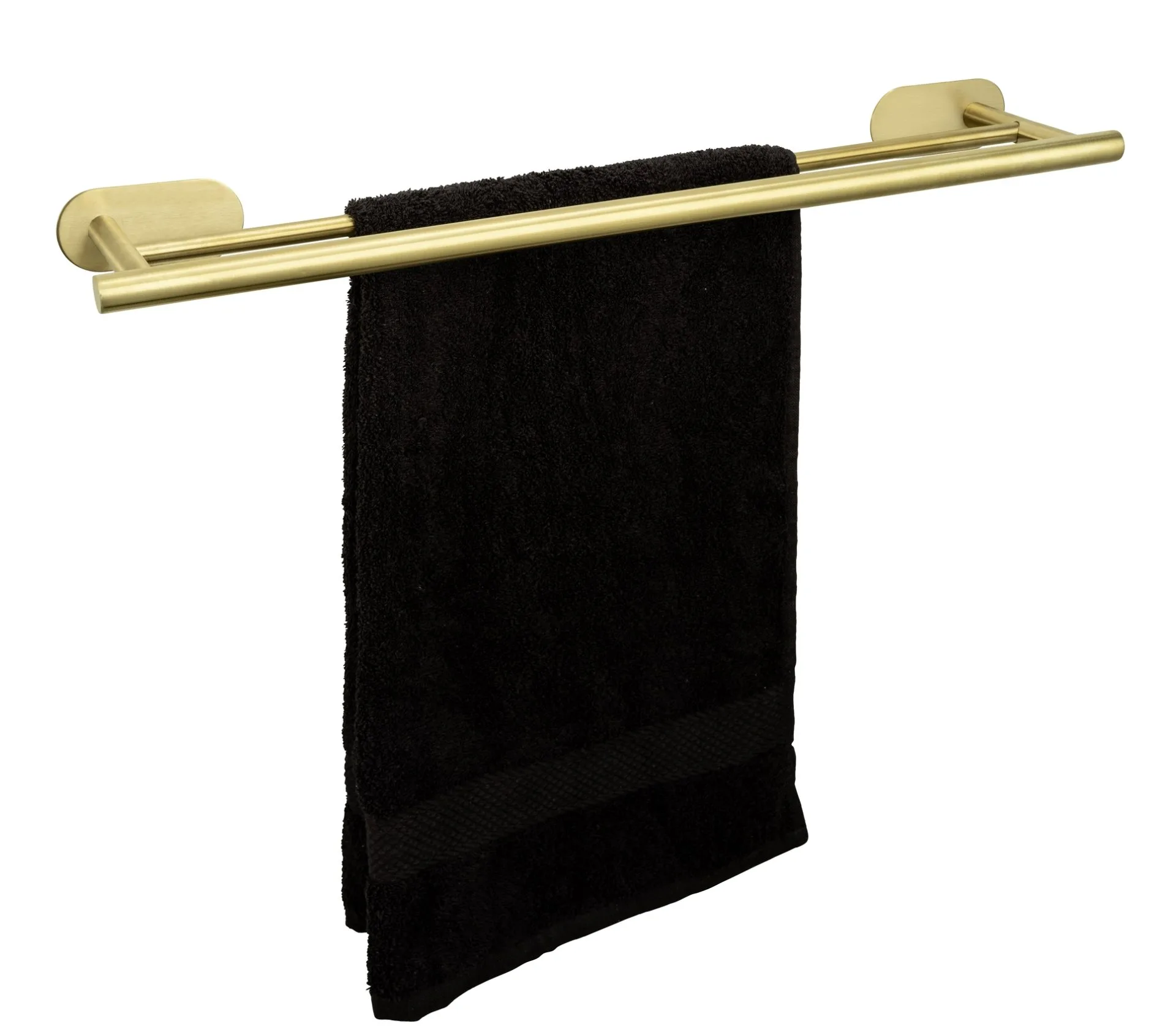 WENKO OREA Handtuchhalter 60 cm, Gold matt, 2 Stangen, Edelstahl, Befestigen ohne Bohren