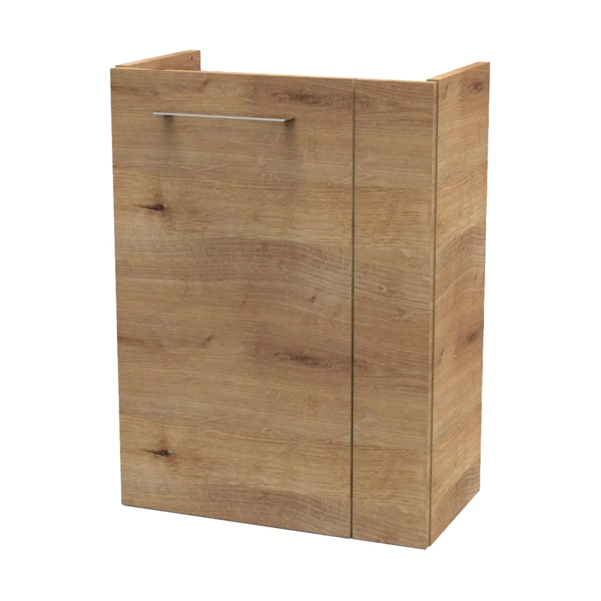FACKELMANN SBC MILANO Waschbeckenunterschrank Gäste WC 45 cm breit, Braun hell, Türanschlag links