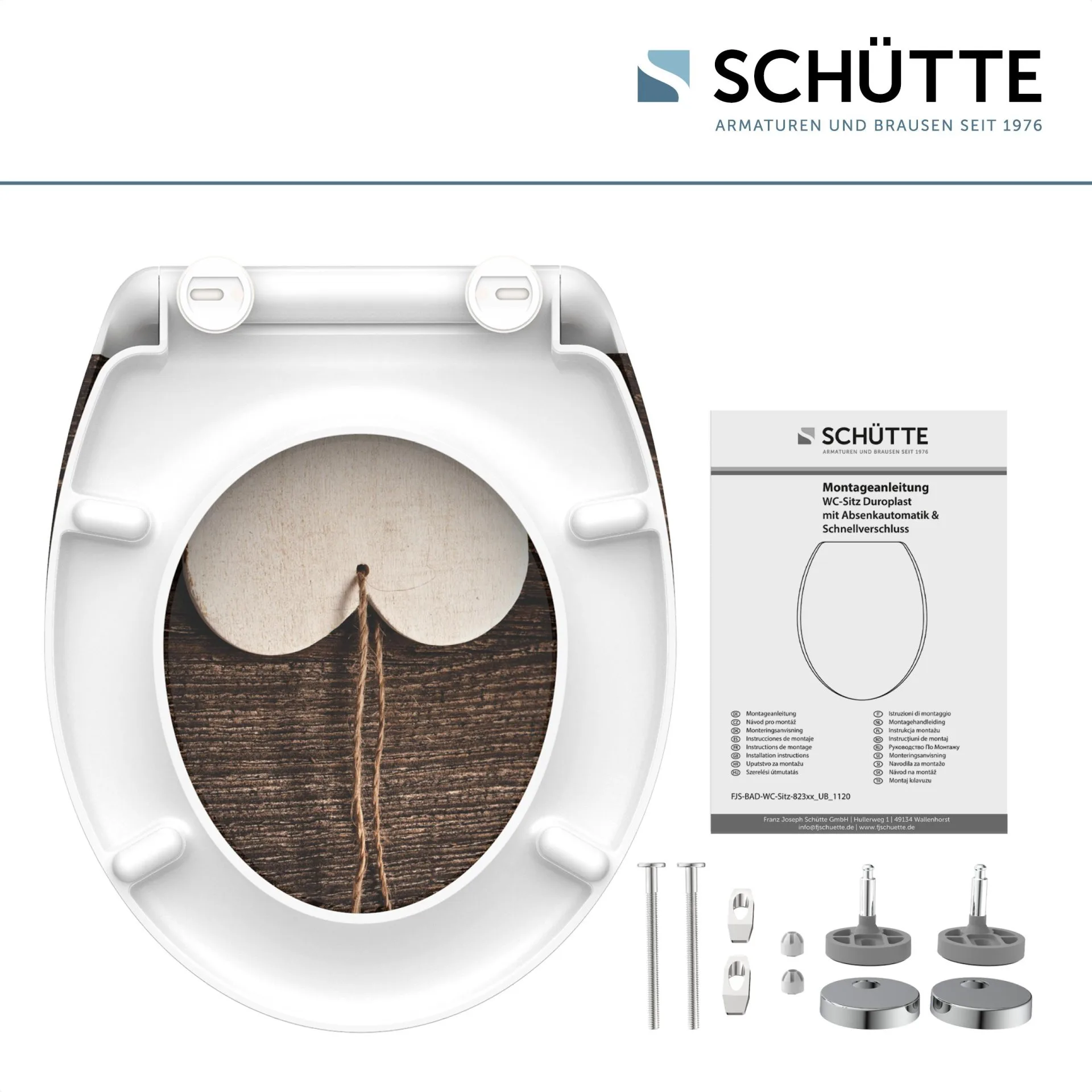SCHÜTTE WOOD HEART WC-Sitz, Kunststoff, mit Absenkautomatik und Schnellverschluss