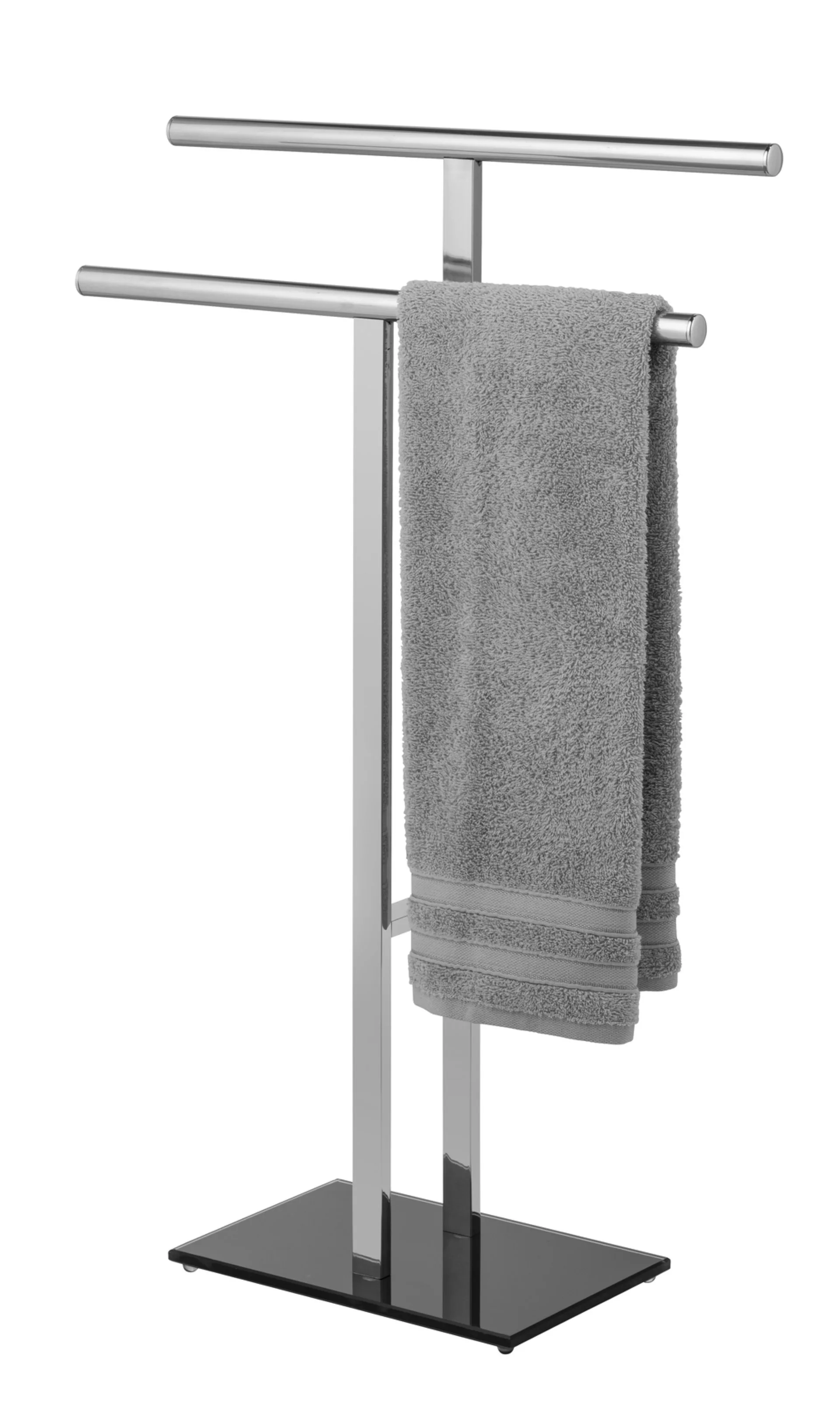 WENKO LAVA Handtuchhalter, Schwarz/Silber, Edelstahl, stehend