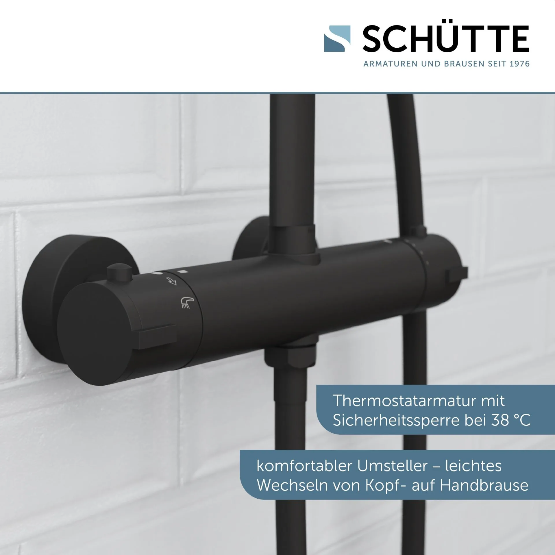 SCHÜTTE MADURA FRESH Überkopf-Brauseset, Schwarz matt