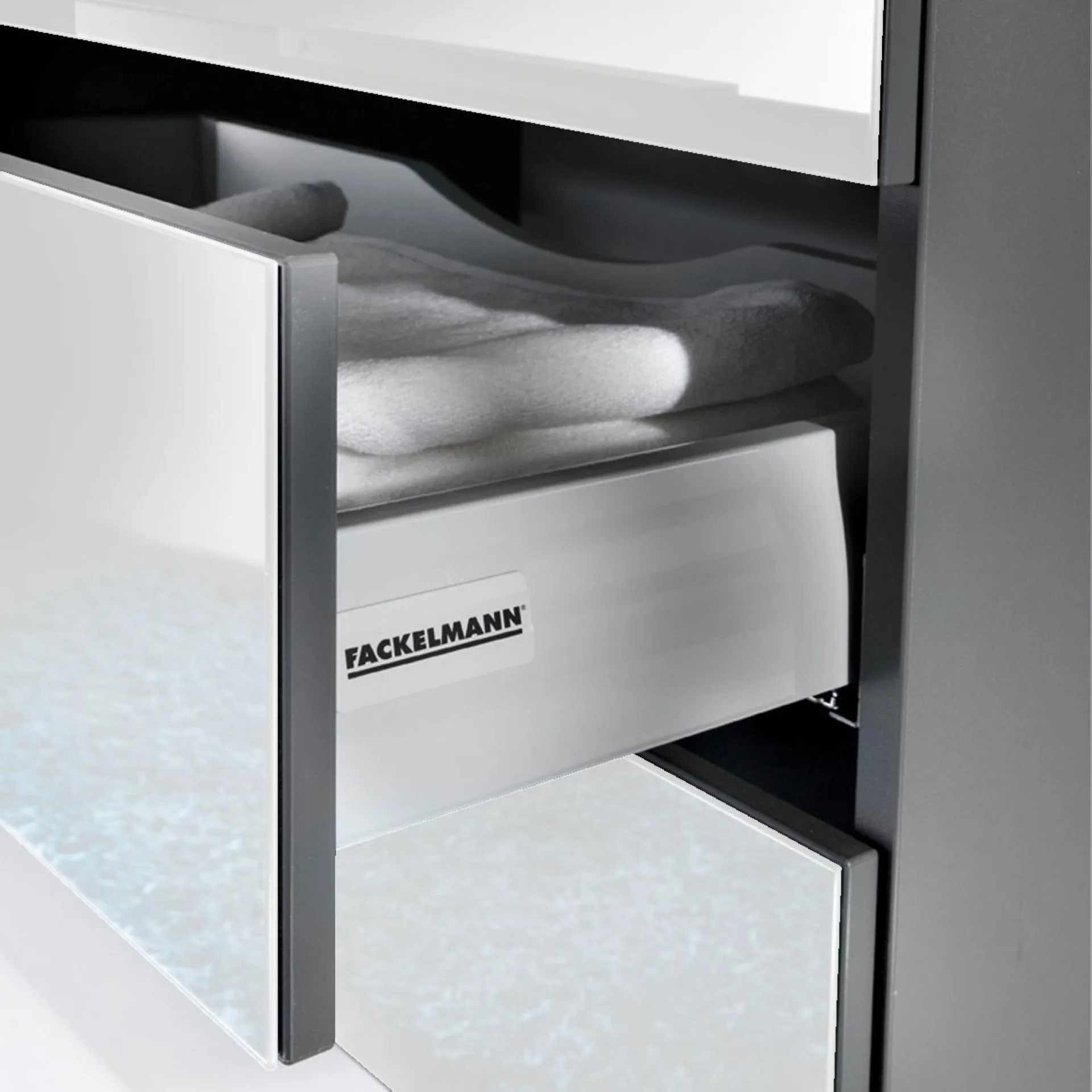 FACKELMANN KARA Waschbeckenunterschrank 80 cm breit, Weiß, 2 Schubladen