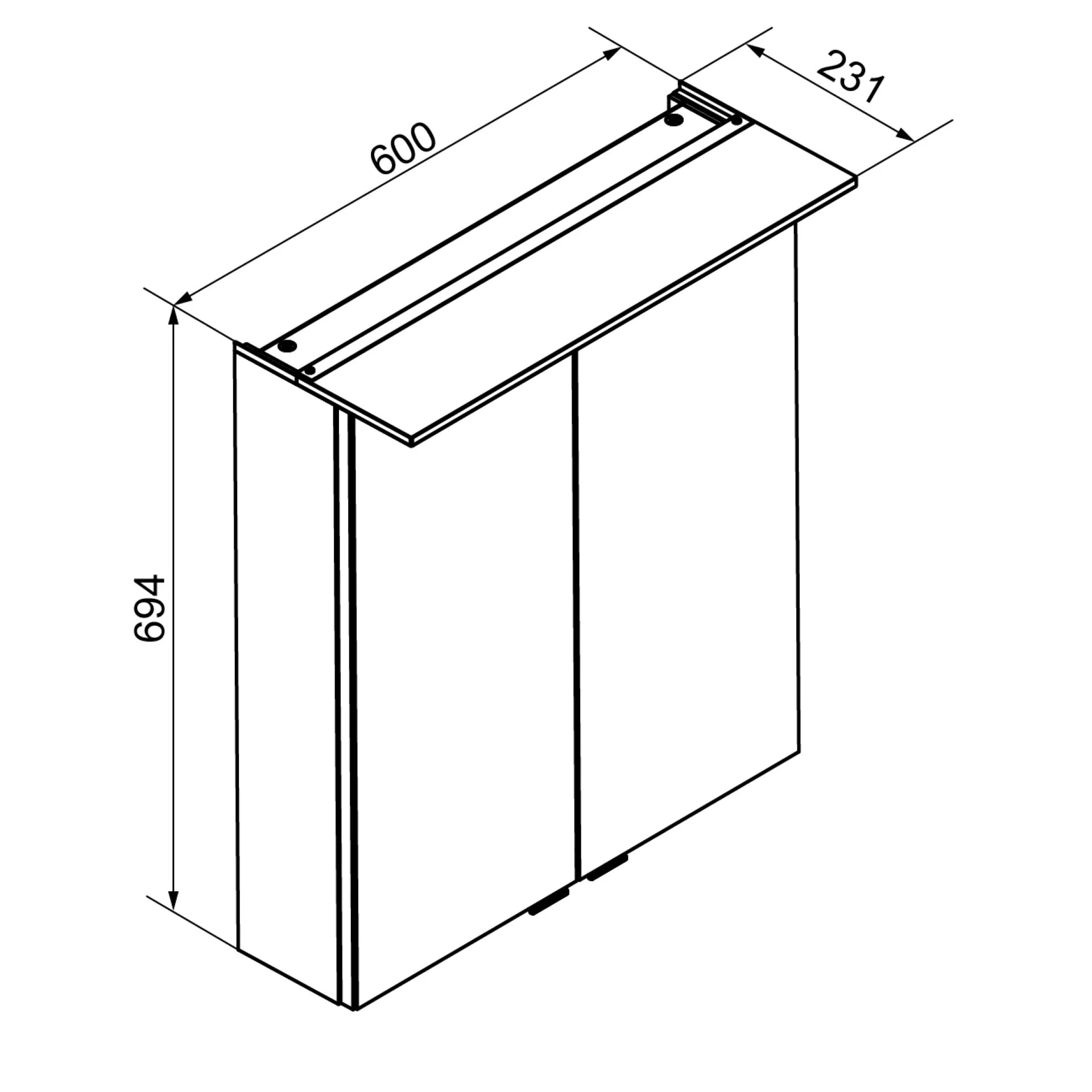 FACKELMANN B.PERFEKT Badmöbel Set 4-teilig 62 cm breit, Braun hell, Waschbecken Keramik Weiß + LED Spiegelschrank + Midischrank
