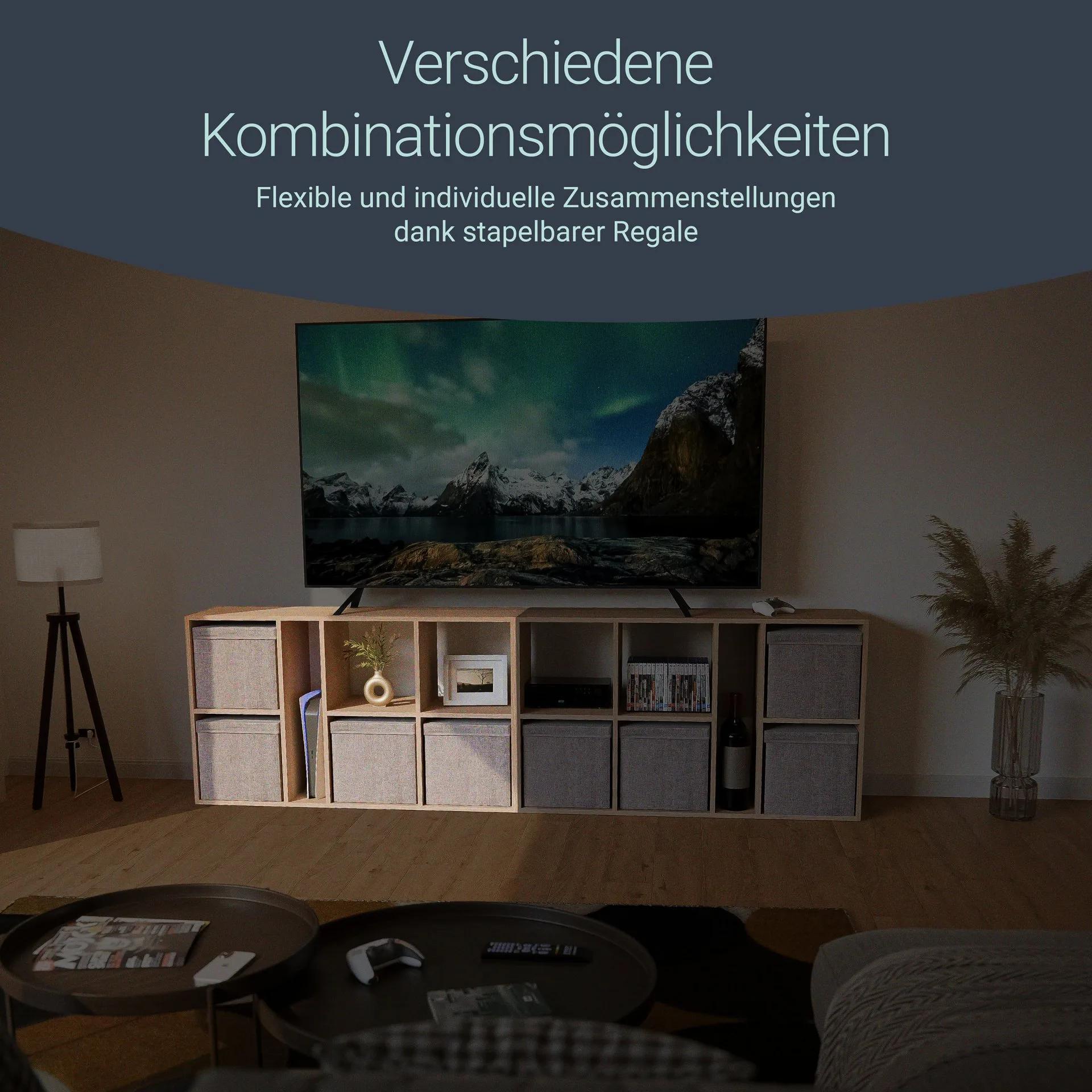 BADEDU WARD Regal 72 cm breit, Braun, 7 Fächer