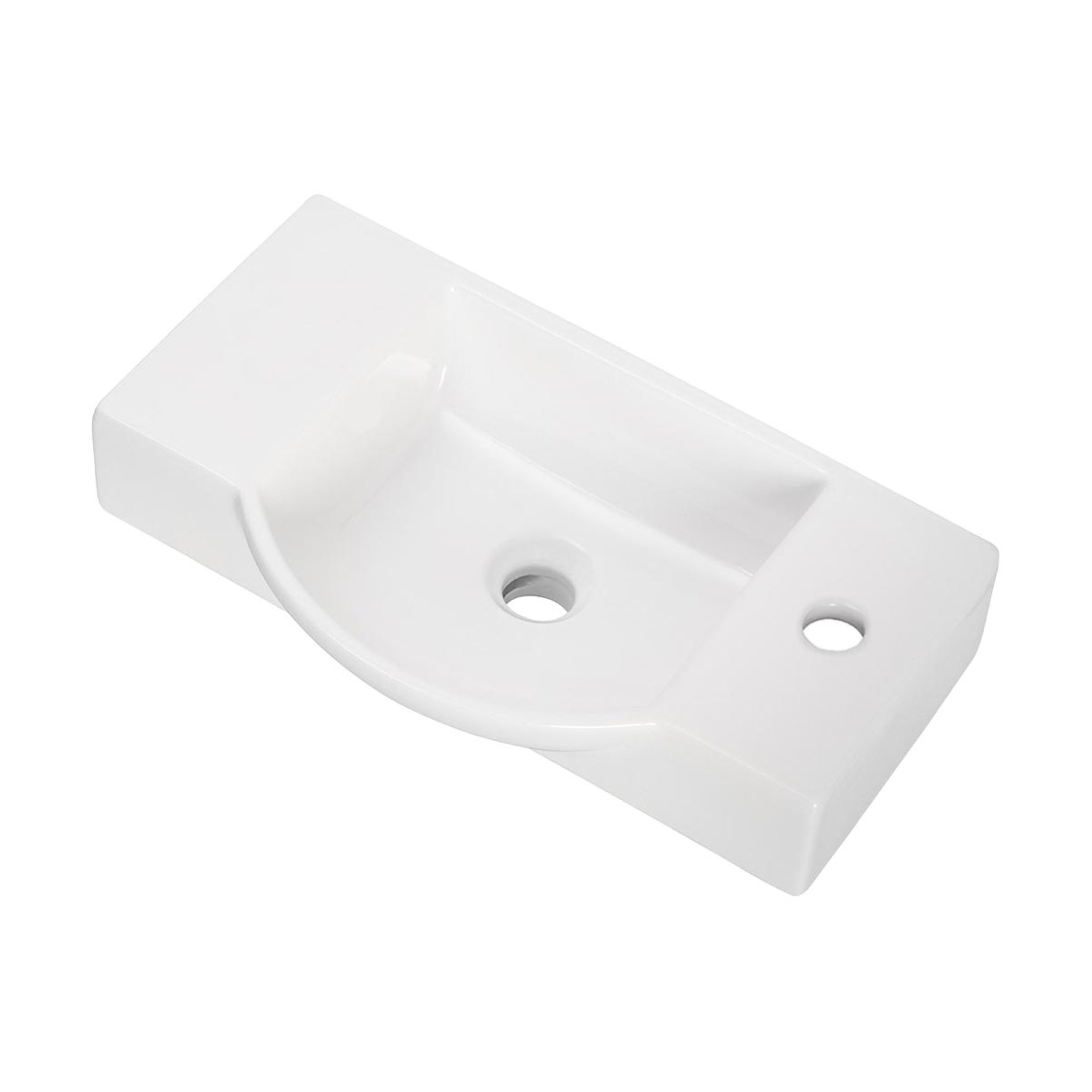 Fackelmann Waschbecken 55 cm aus Keramik, Hahnloch rechts