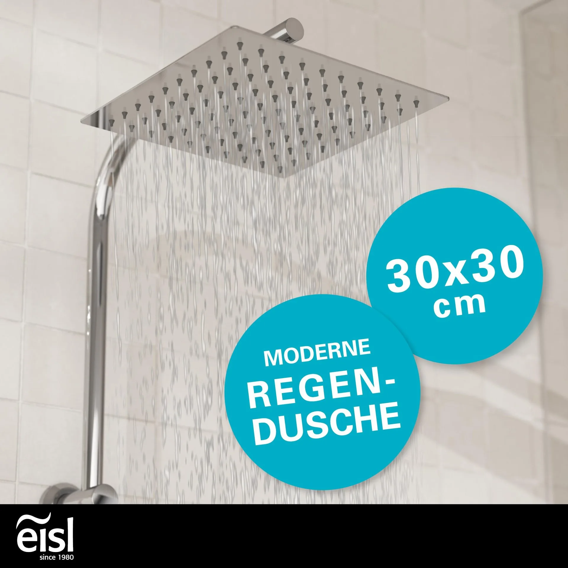 EISL EASY DELUXE Überkopf-Brauseset, Chrom, inklusive Duschabzieher