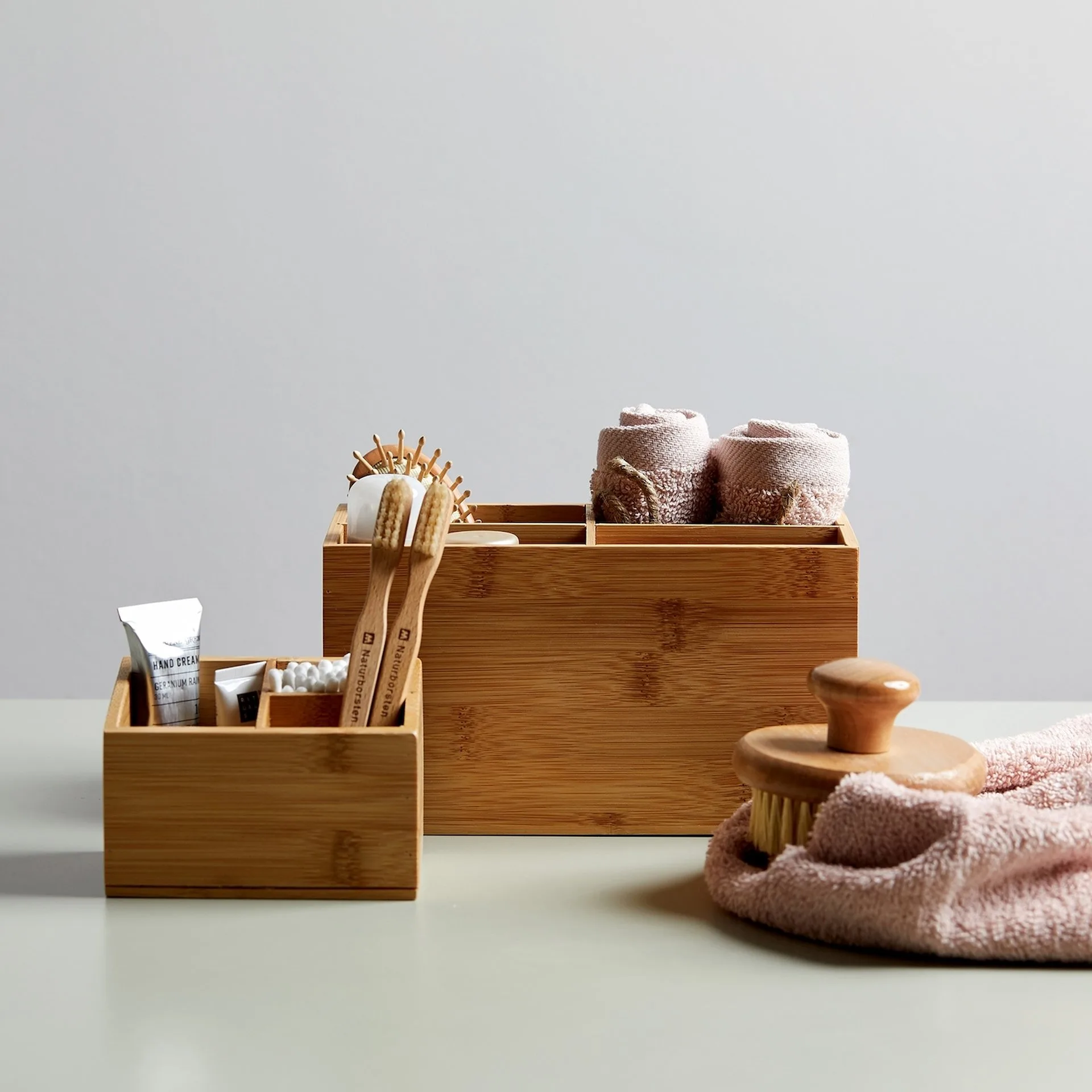 WENKO TERRA Organizer, Braun, 3 Fächer, 2er Set, Bambus