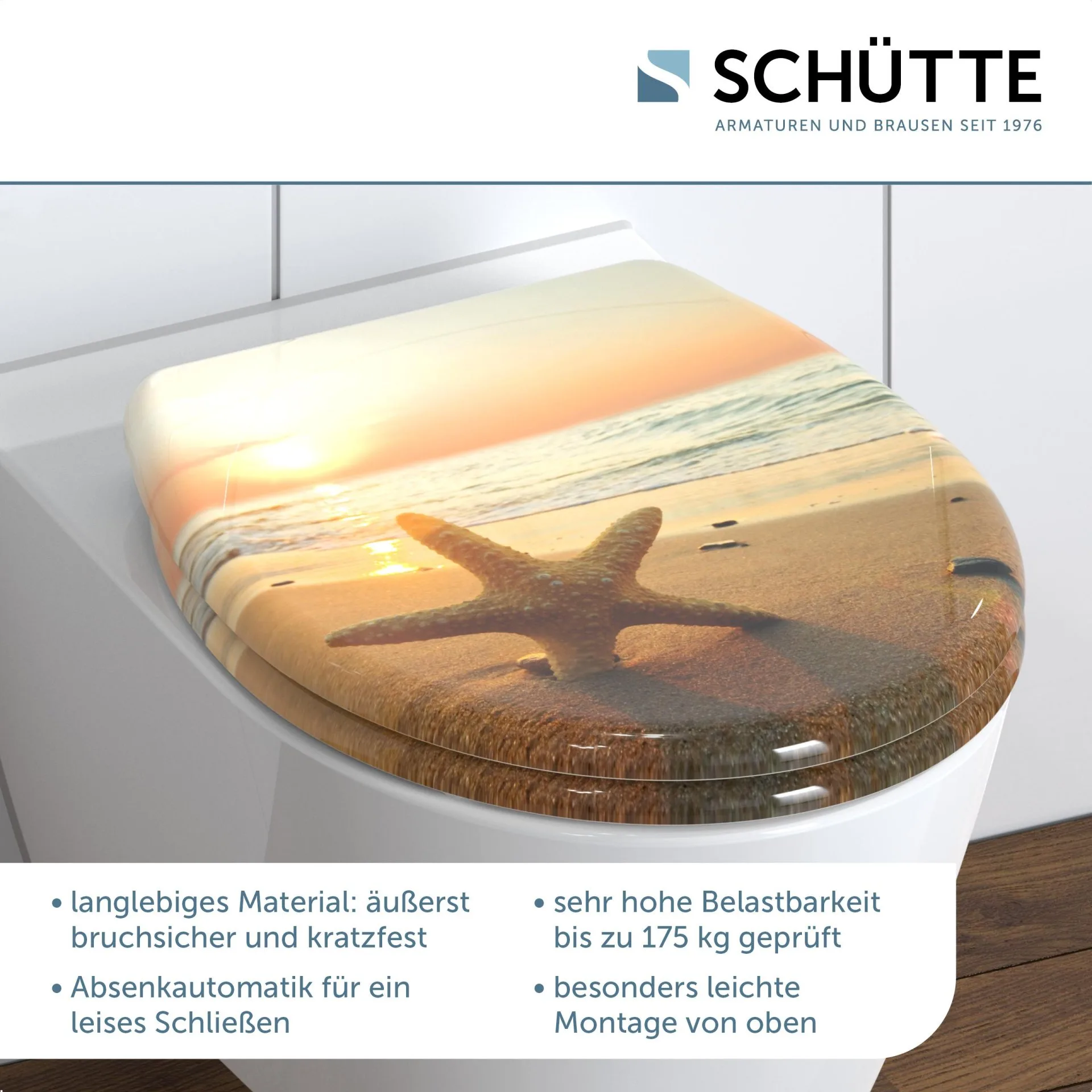 SCHÜTTE SEA STAR WC-Sitz, Kunststoff, mit Absenkautomatik und Schnellverschluss