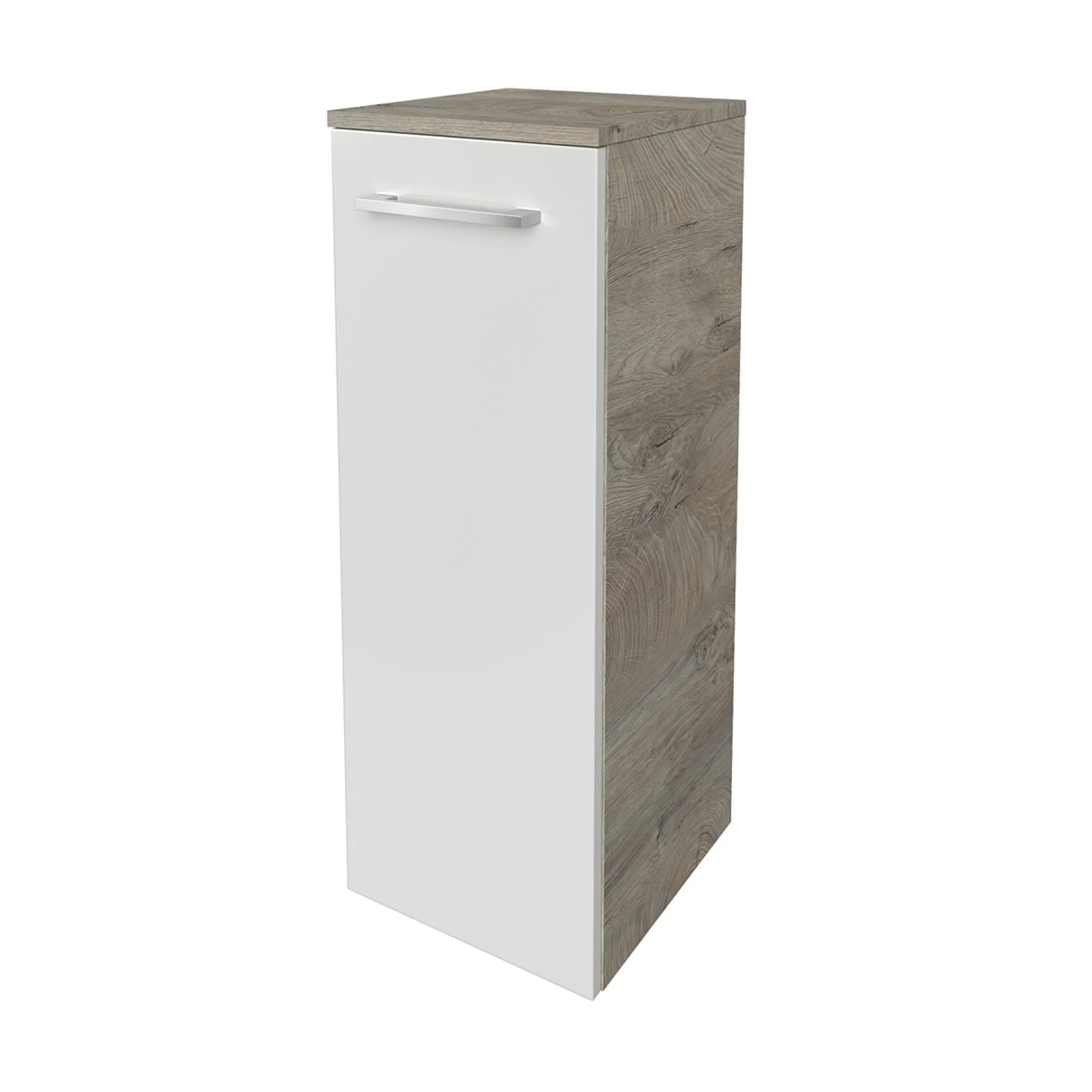 FACKELMANN B.STYLE Midischrank 30 cm breit, Weiß/Braun hell, Türanschlag rechts