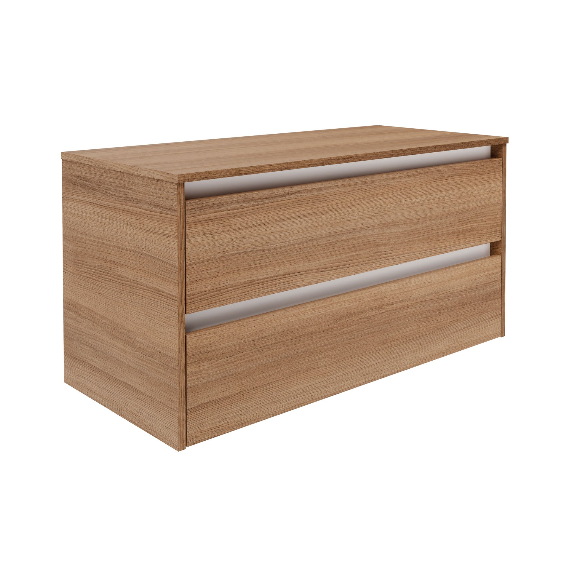 FACKELMANN VITA Waschbeckenunterschrank 100 cm breit, Braun hell, mit weißen Blenden