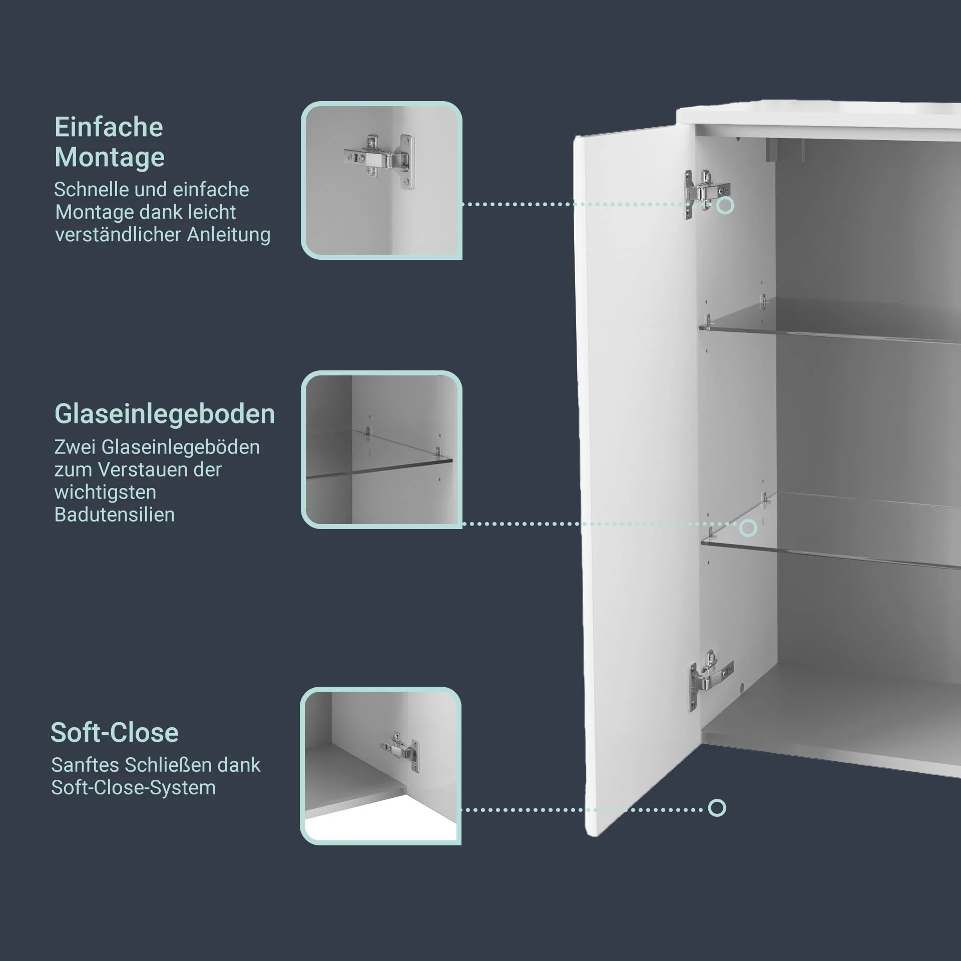 FACKELMANN MILANO Doppel Midischrank 30 cm breit, Weiß