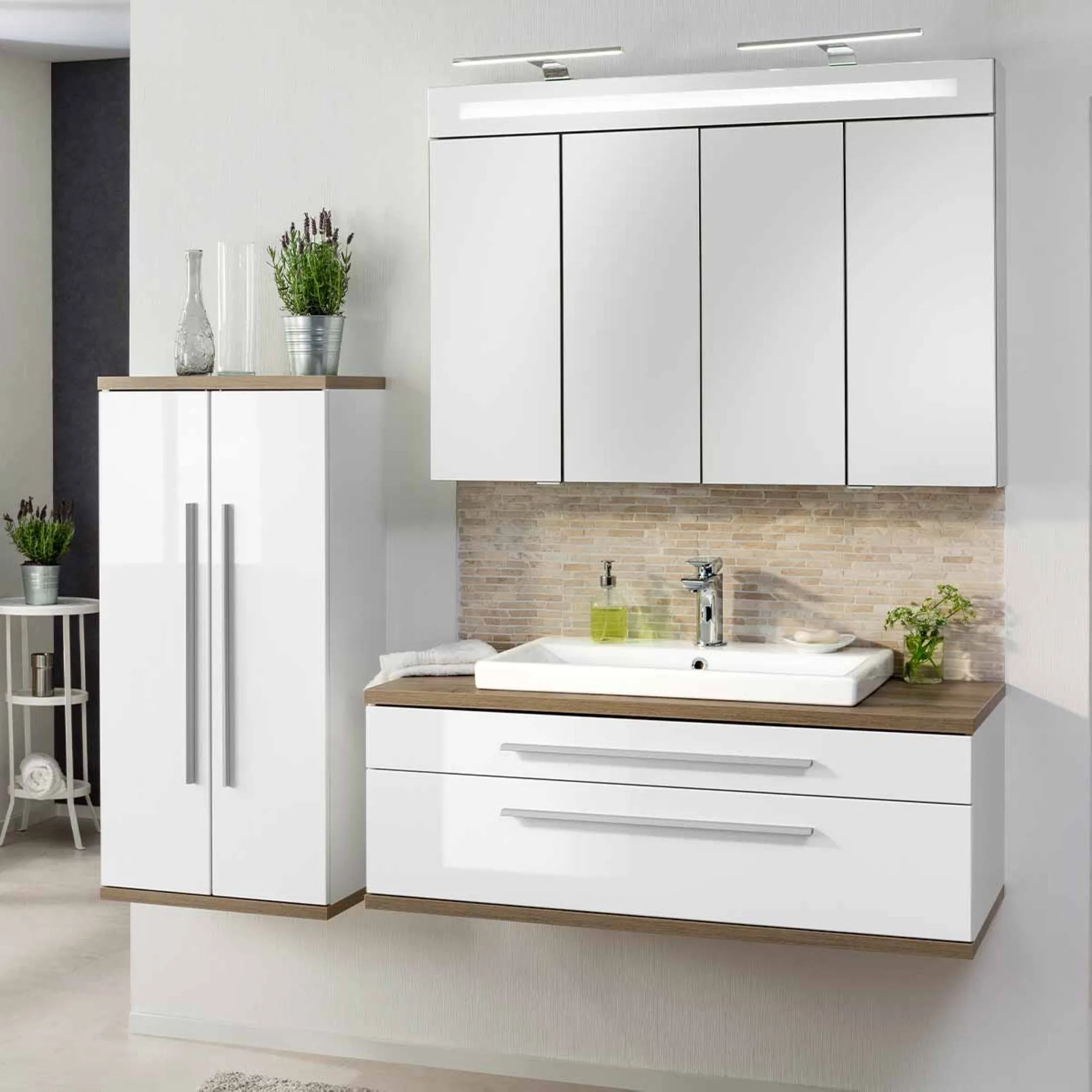 FACKELMANN TWINDY LED Spiegelschrank 110 cm breit, Weiß