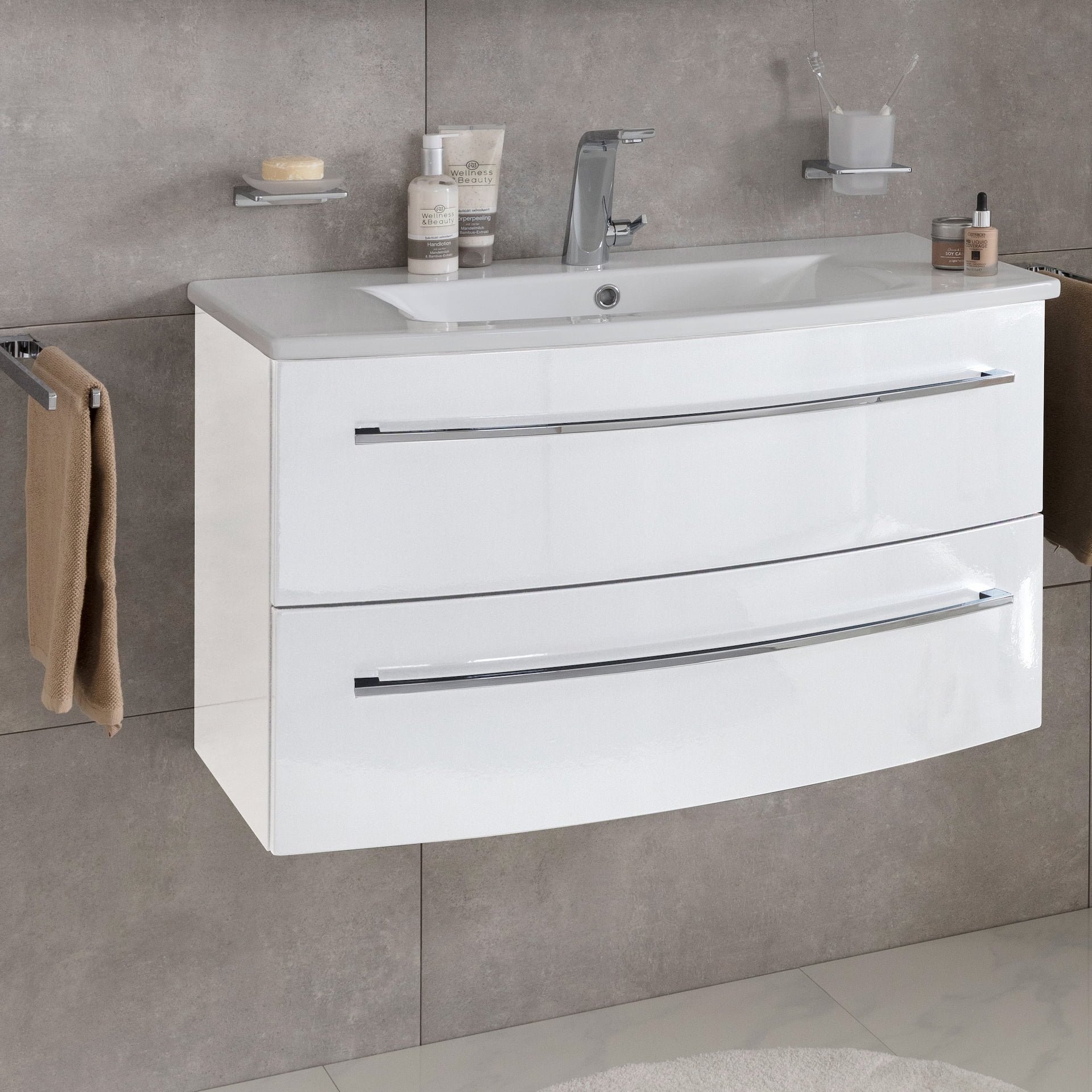 Lanzet Impulso Badmöbel Set 2-teilig, 90cm, Weiß